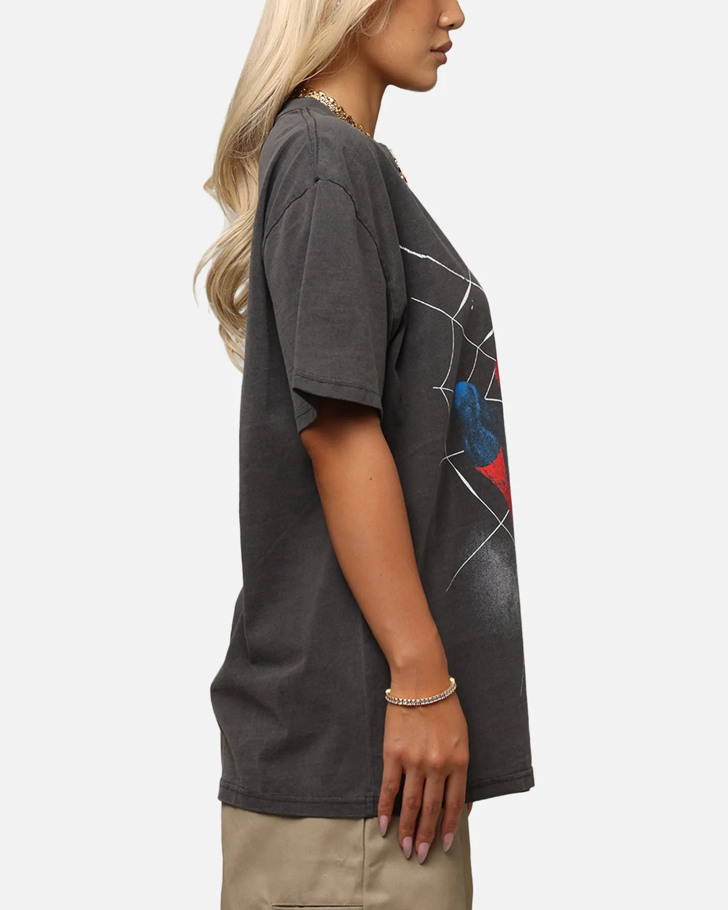 Goat Crew Marvels Spider-Man Peter Parker & MJ Heavy T-Shirt Black Wash