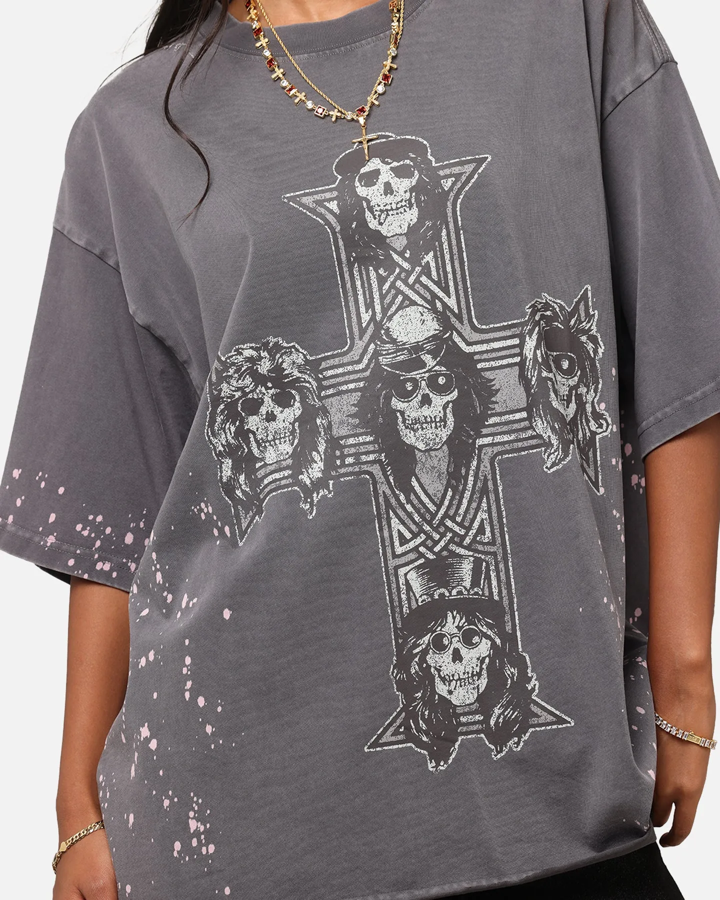 Guns N Roses Guns Cross T-Shirt Washed Black
