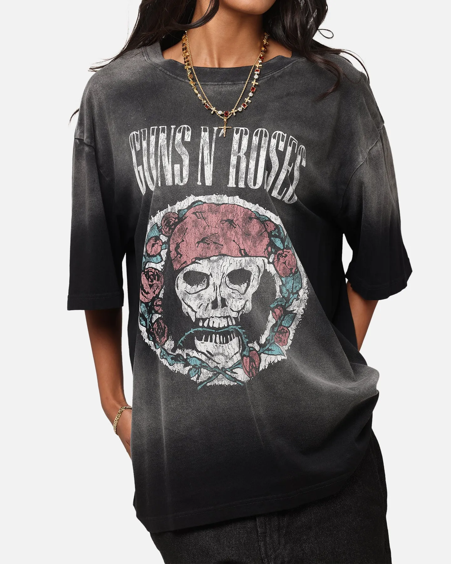 Guns N Roses LA Roses Vintage T-Shirt Washed Black