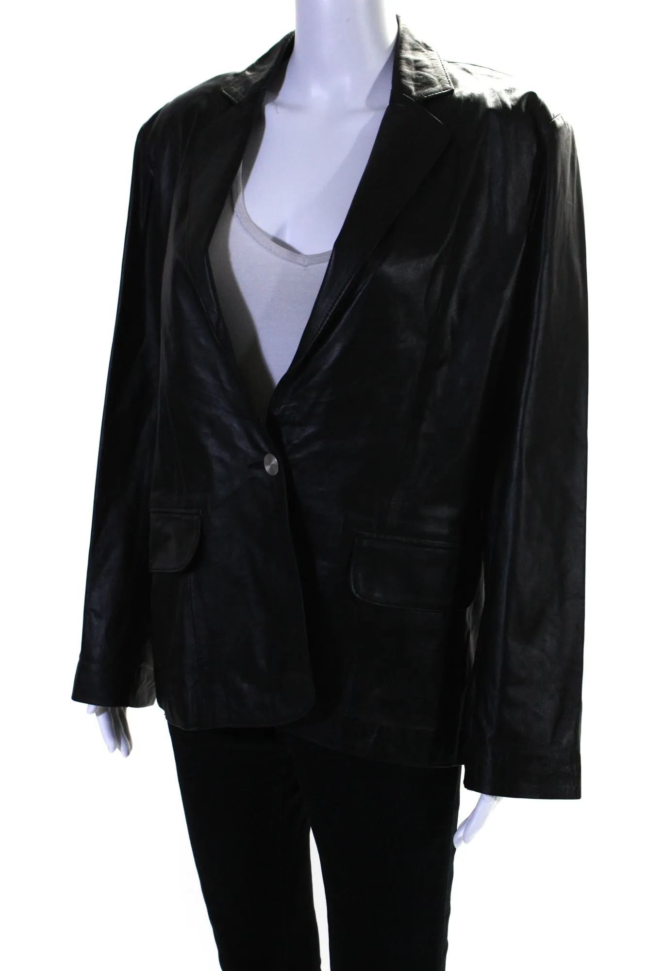 In Transit 2 Womens Leather Single Button Jacket Black