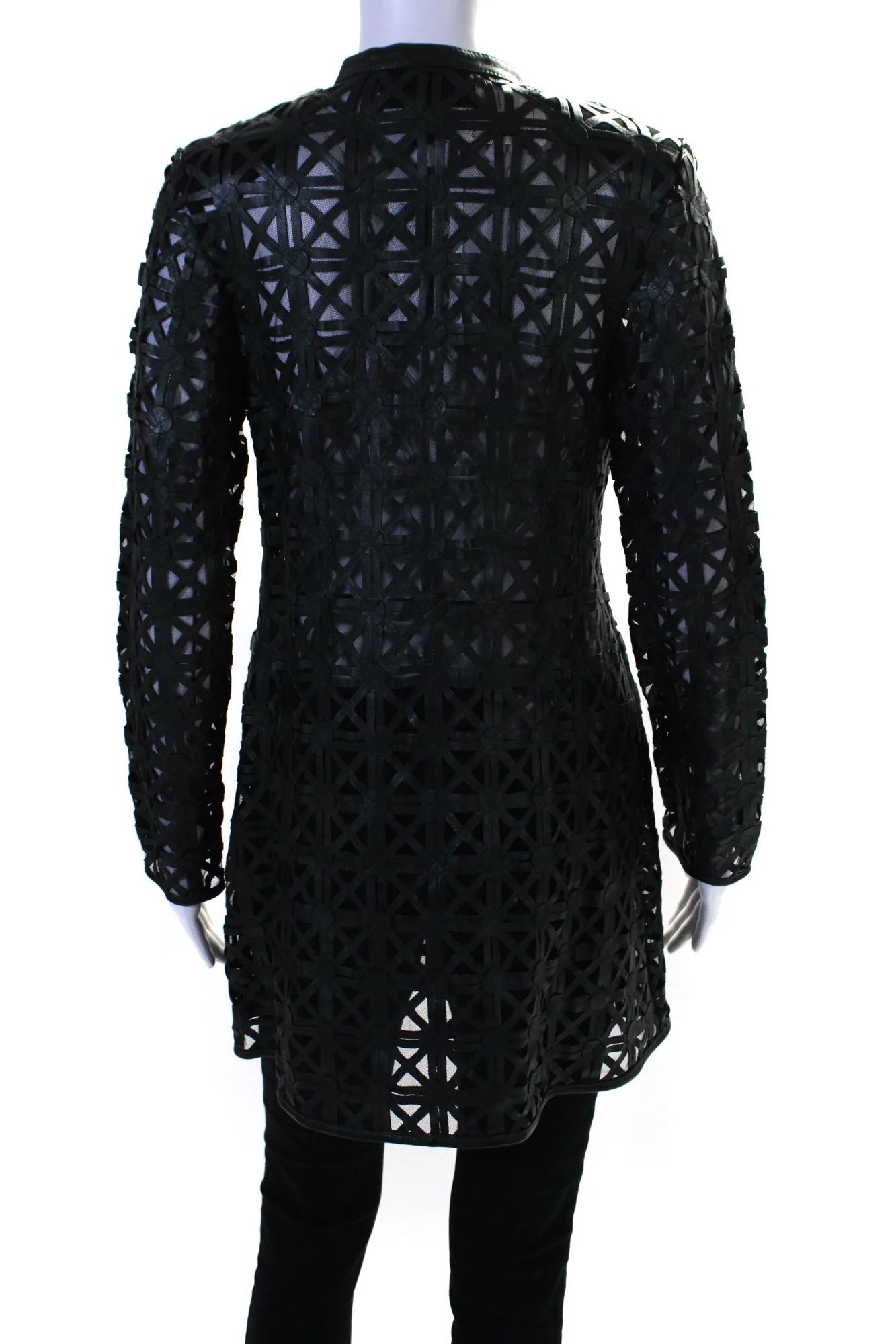 In Transit Womens Leather Hook Closure Long Sleeves Coat Black