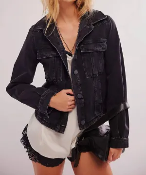 Jade Denim Jacket In Washed Black