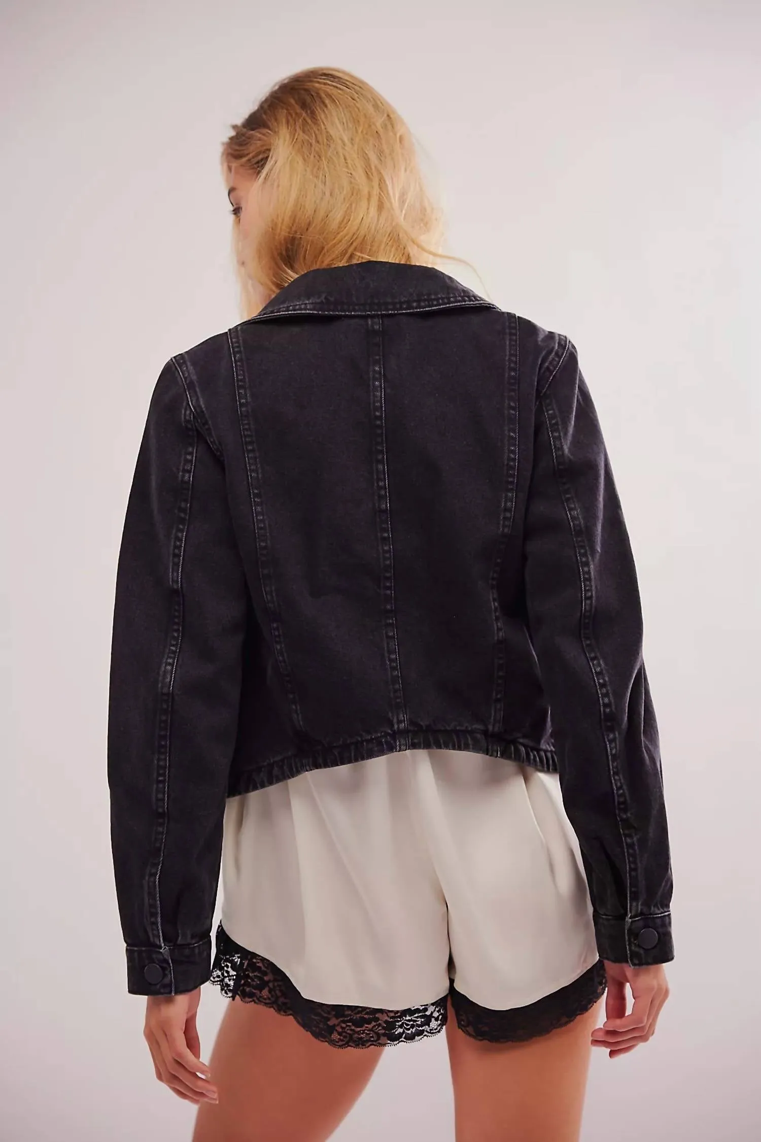 Jade Denim Jacket In Washed Black