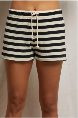 Jesse Recycled Cotton Drawstring Short In Black/white Stripes