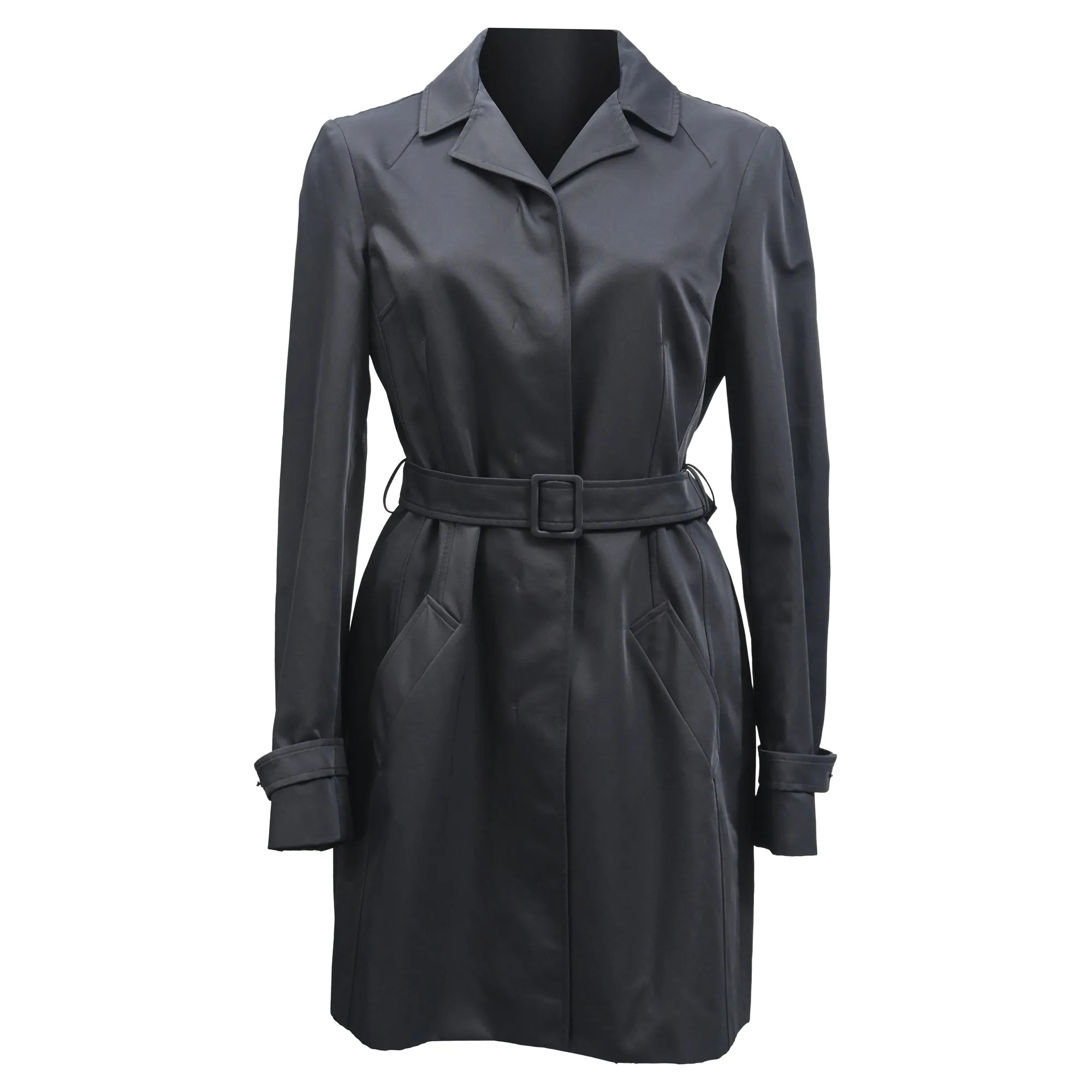 Jil Sander Belted Trench Coat in Black Viscose