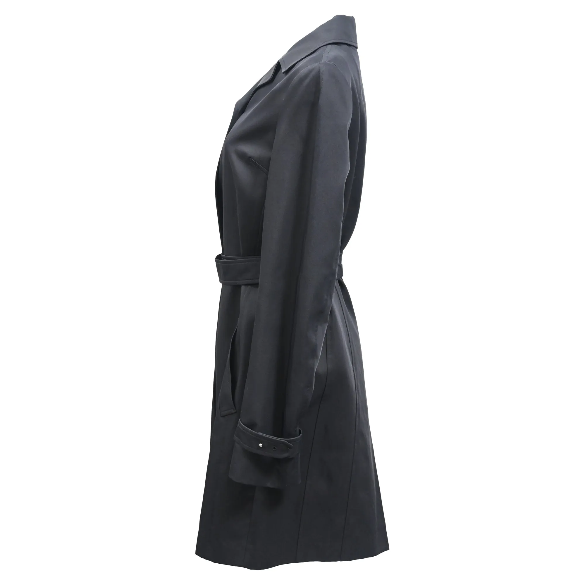Jil Sander Belted Trench Coat in Black Viscose