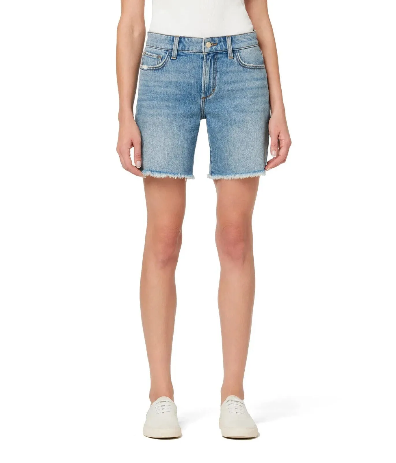 Joe's Jeans The 7 Lara Shorts Women's 26 Blue Fray Hem Bermuda Zip Fly JDM433