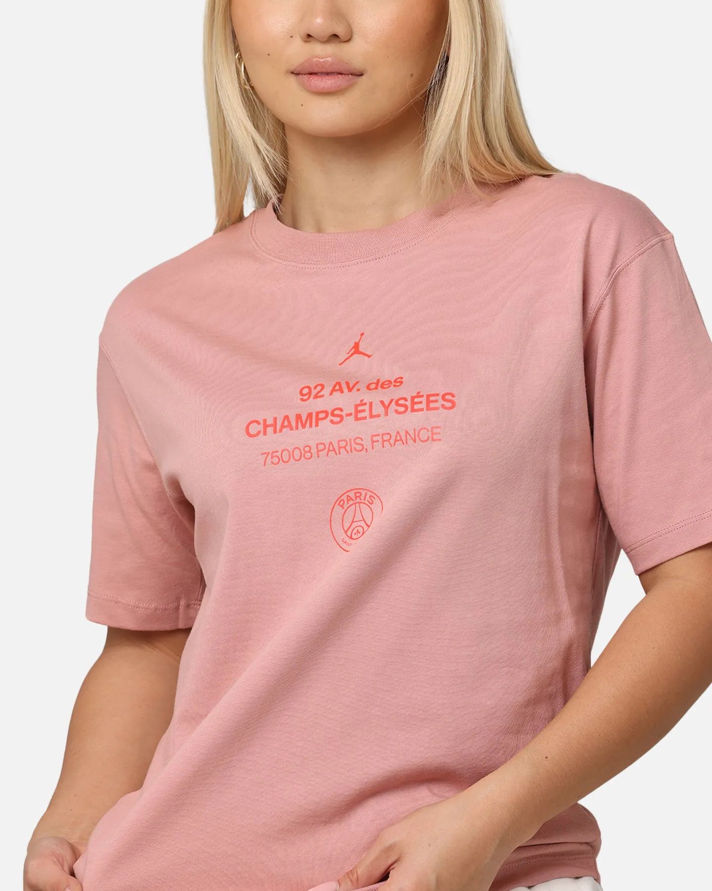 Jordan Women's Paris Saint-Germain Graphic T-Shirt Rust Pink/Infrared