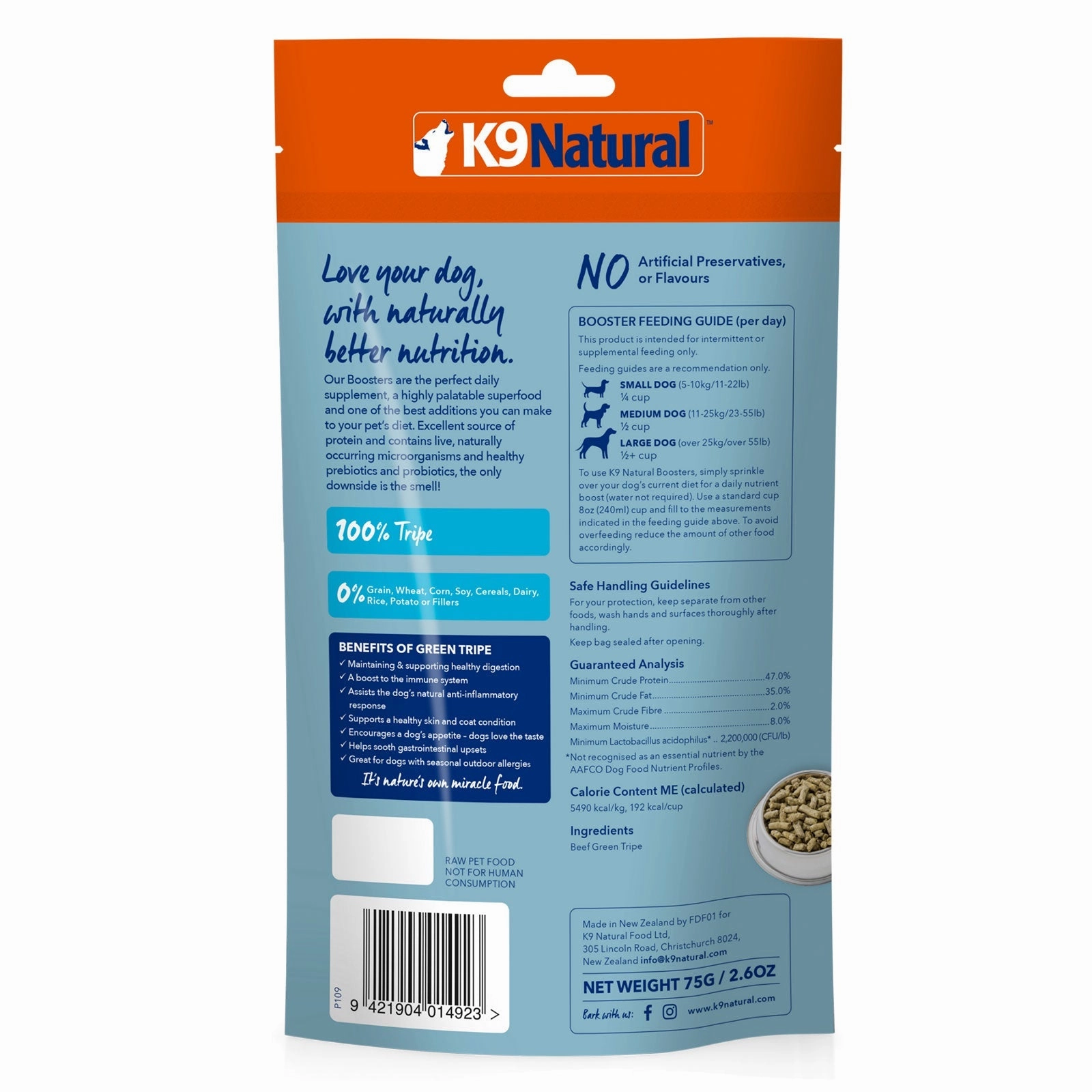 K9 Natural Dog Topper Beef Green Tripe Booster