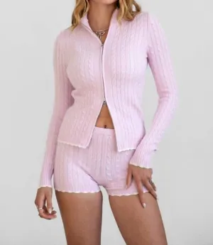 Knit Sweater Shorts In Bubble Gum