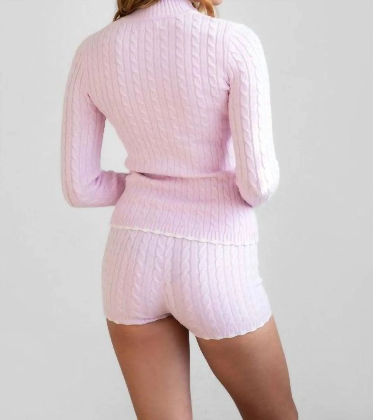 Knit Sweater Shorts In Bubble Gum