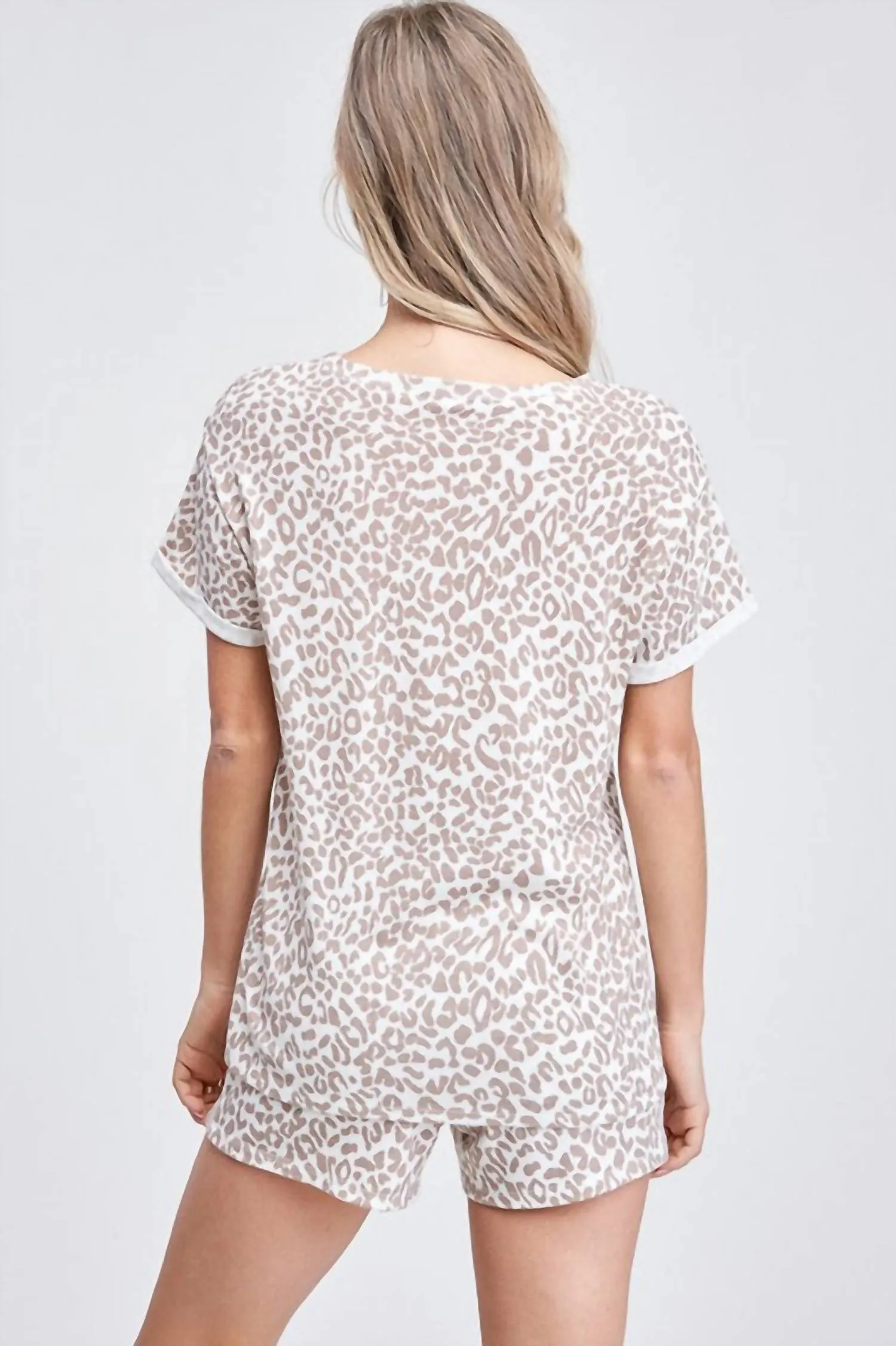 Leopard Loungewear Short Set In Cream