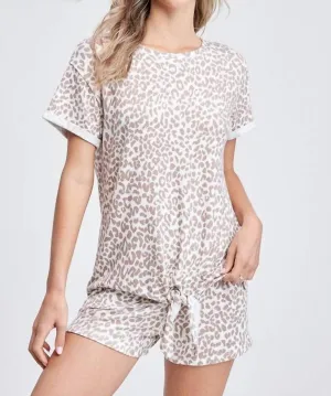 Leopard Loungewear Short Set In Cream