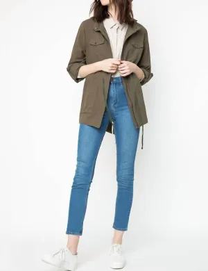 Lightweight Hooded Cargo Jacket In Army