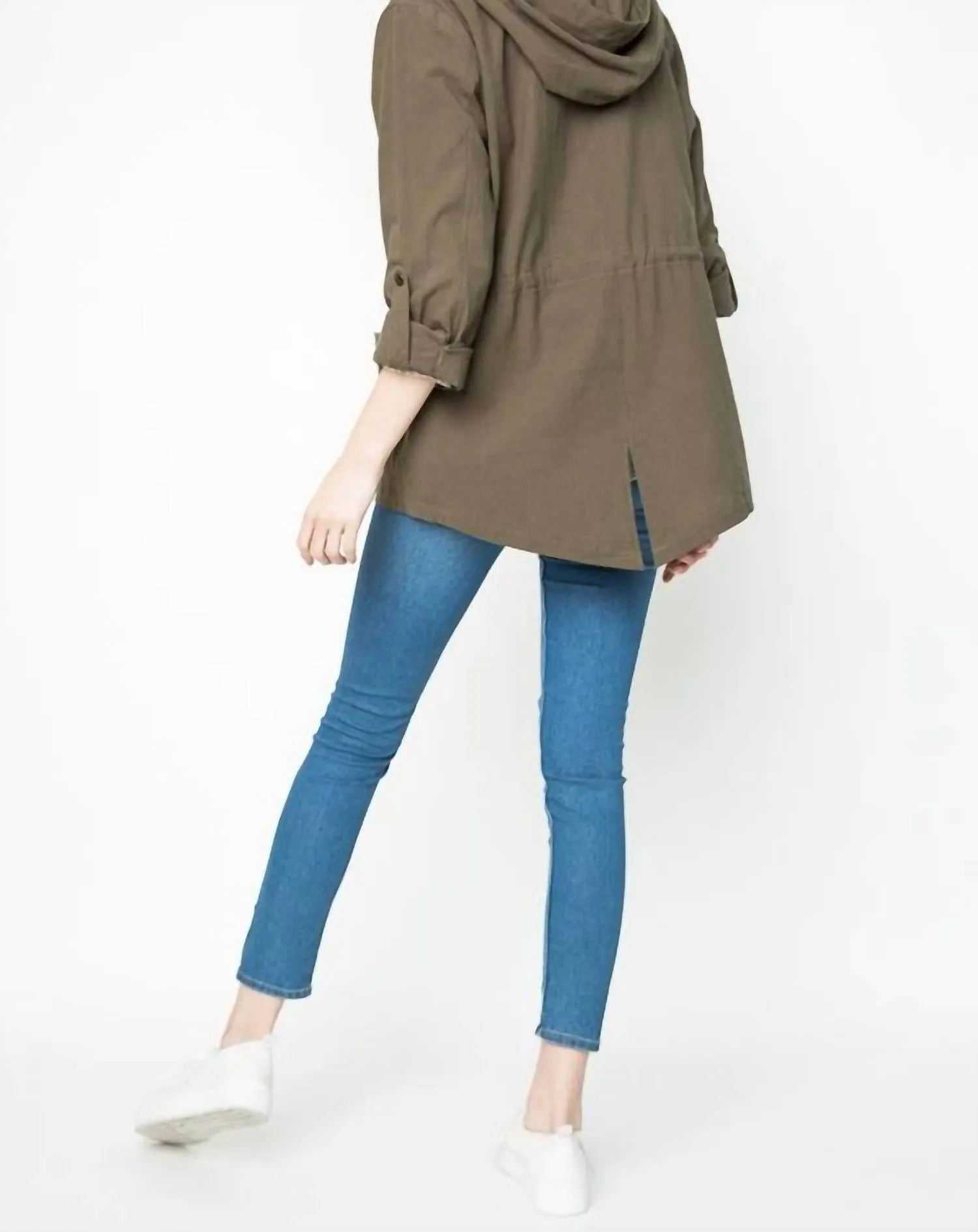 Lightweight Hooded Cargo Jacket In Army