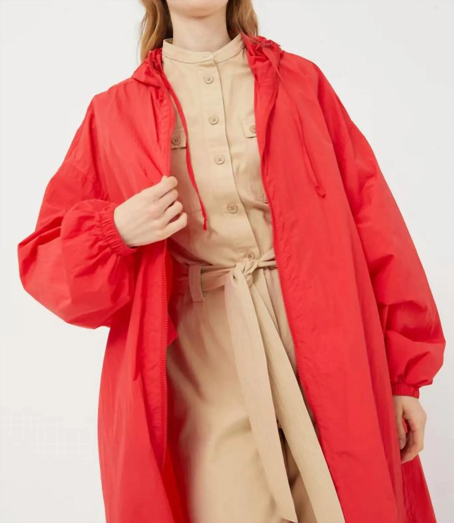Lightweight Trench Coat In Tomato Red