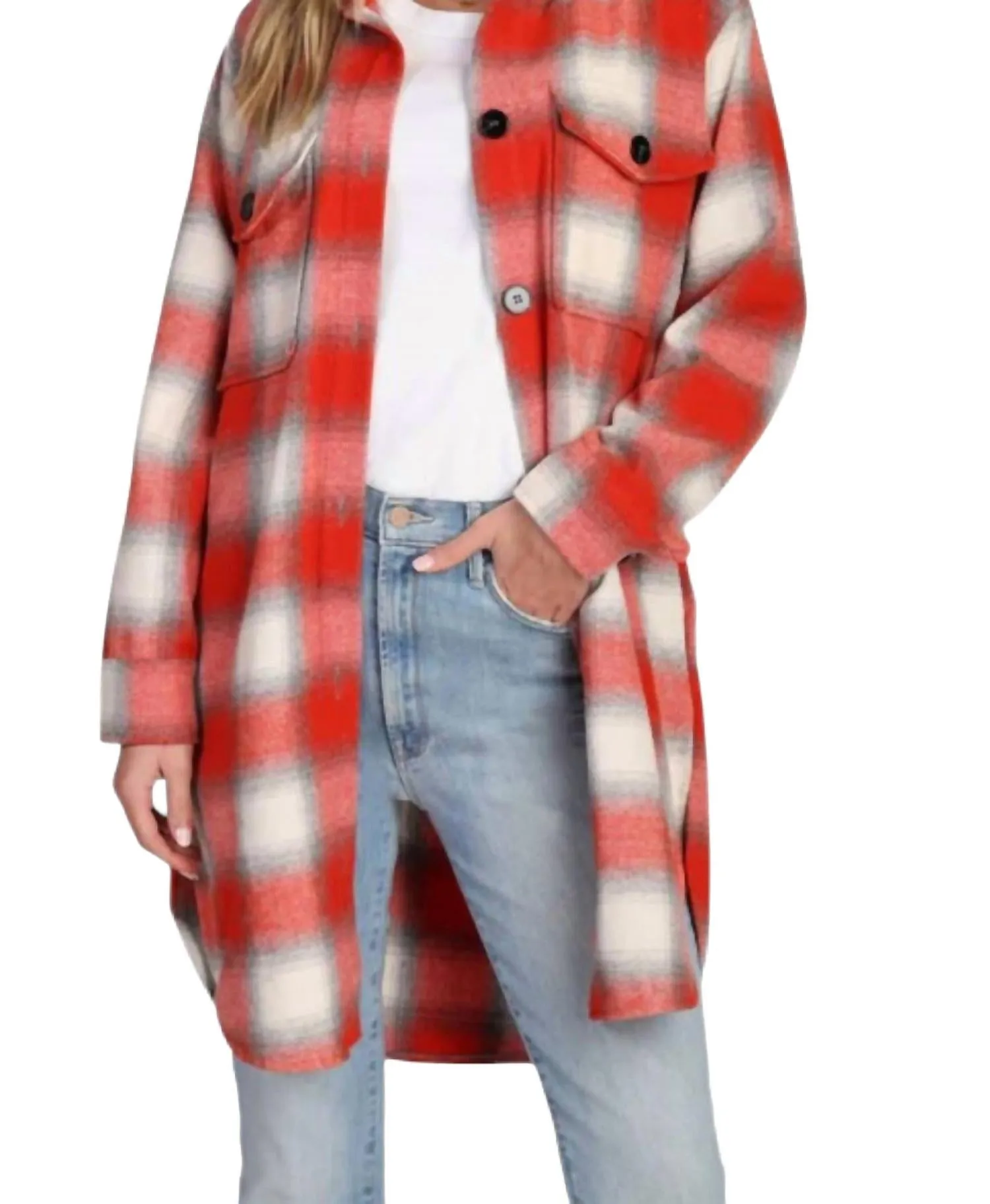 Logan Plaid Coat In Red