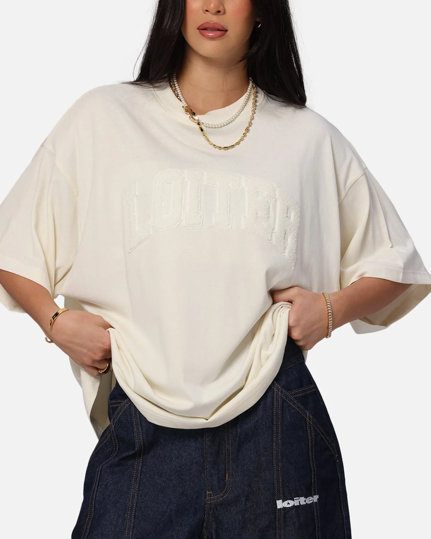 Loiter Arch Premium Boxy T-Shirt Off White