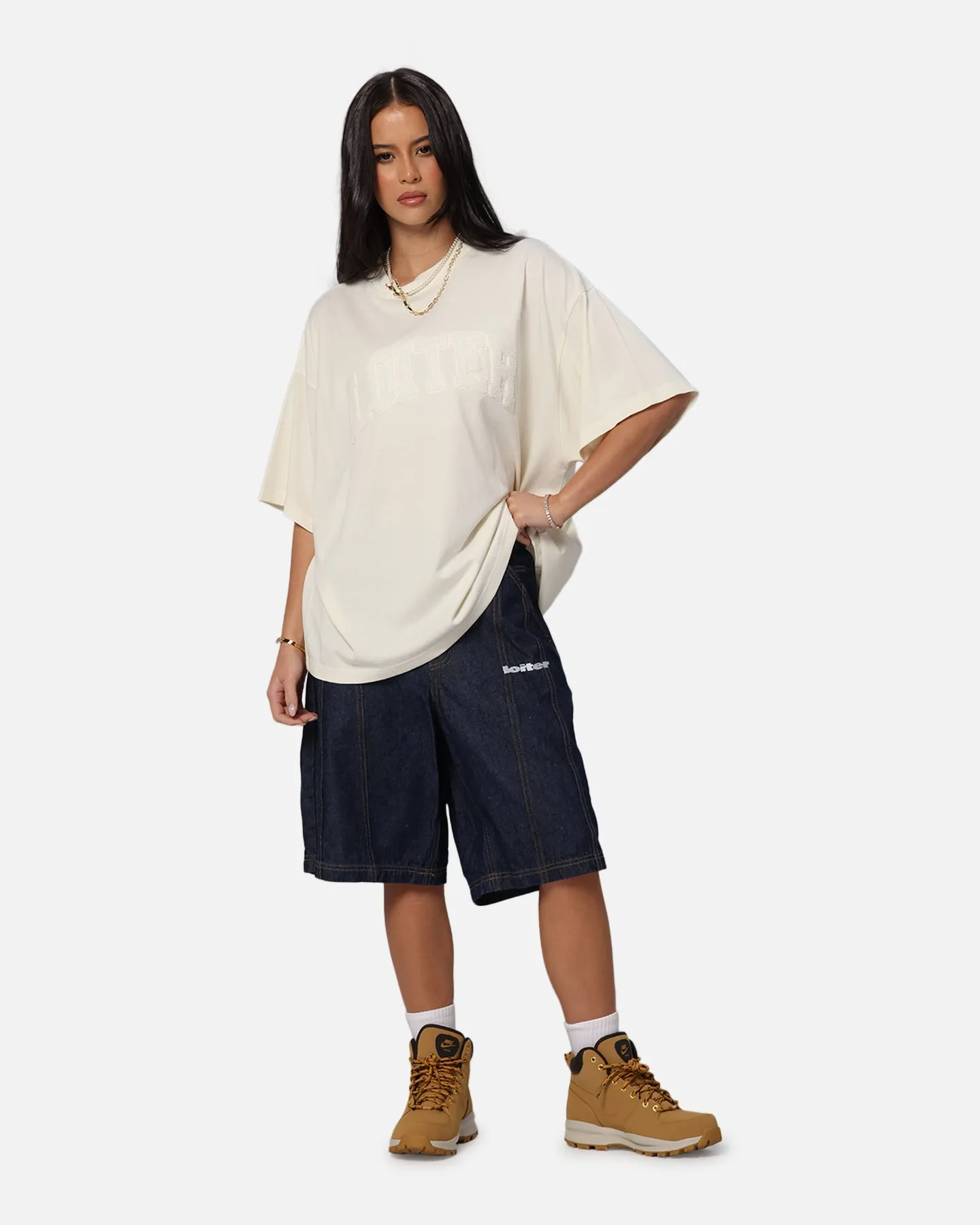 Loiter Arch Premium Boxy T-Shirt Off White