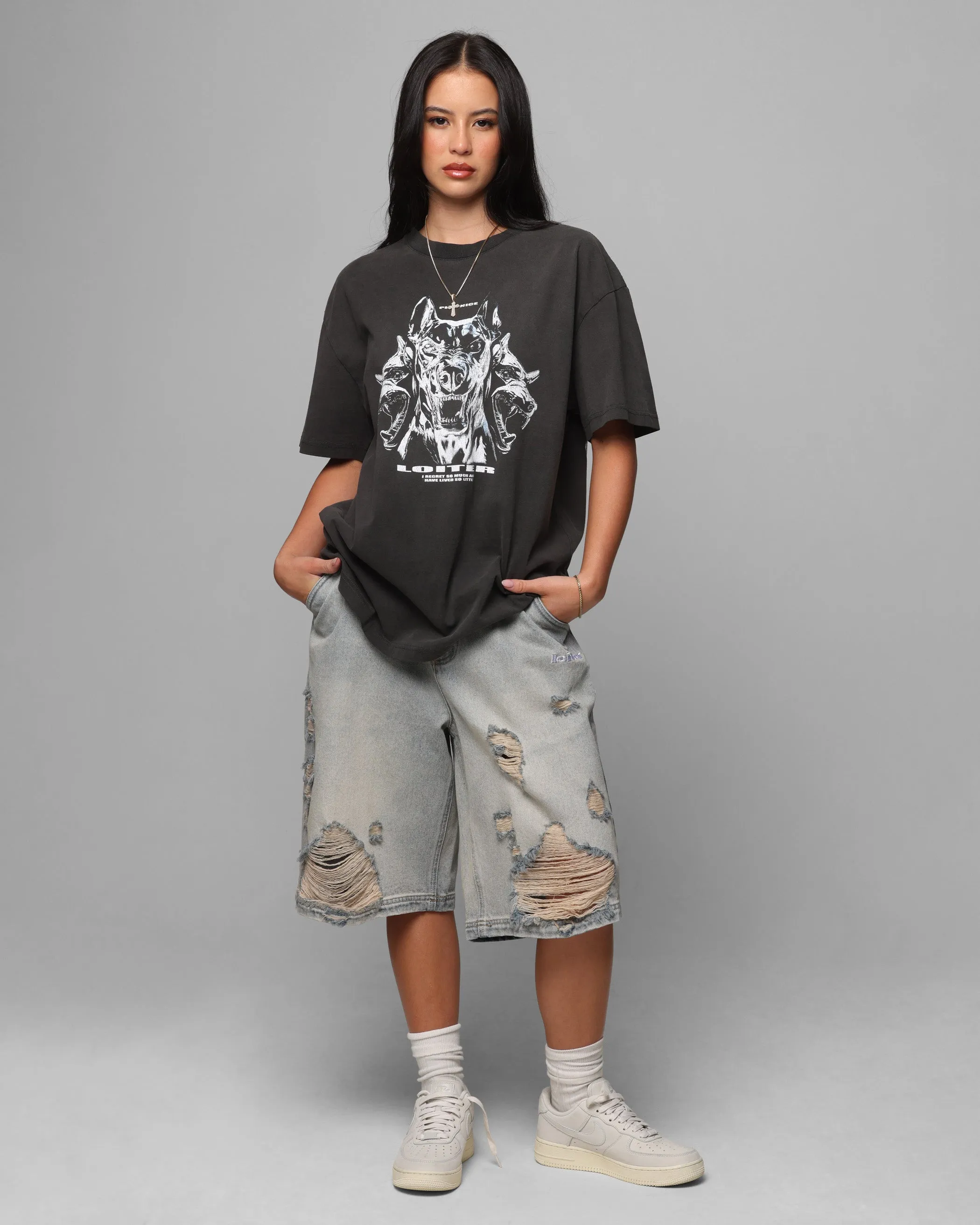 Loiter Chrome Dogs Vintage T-Shirt Black Wash