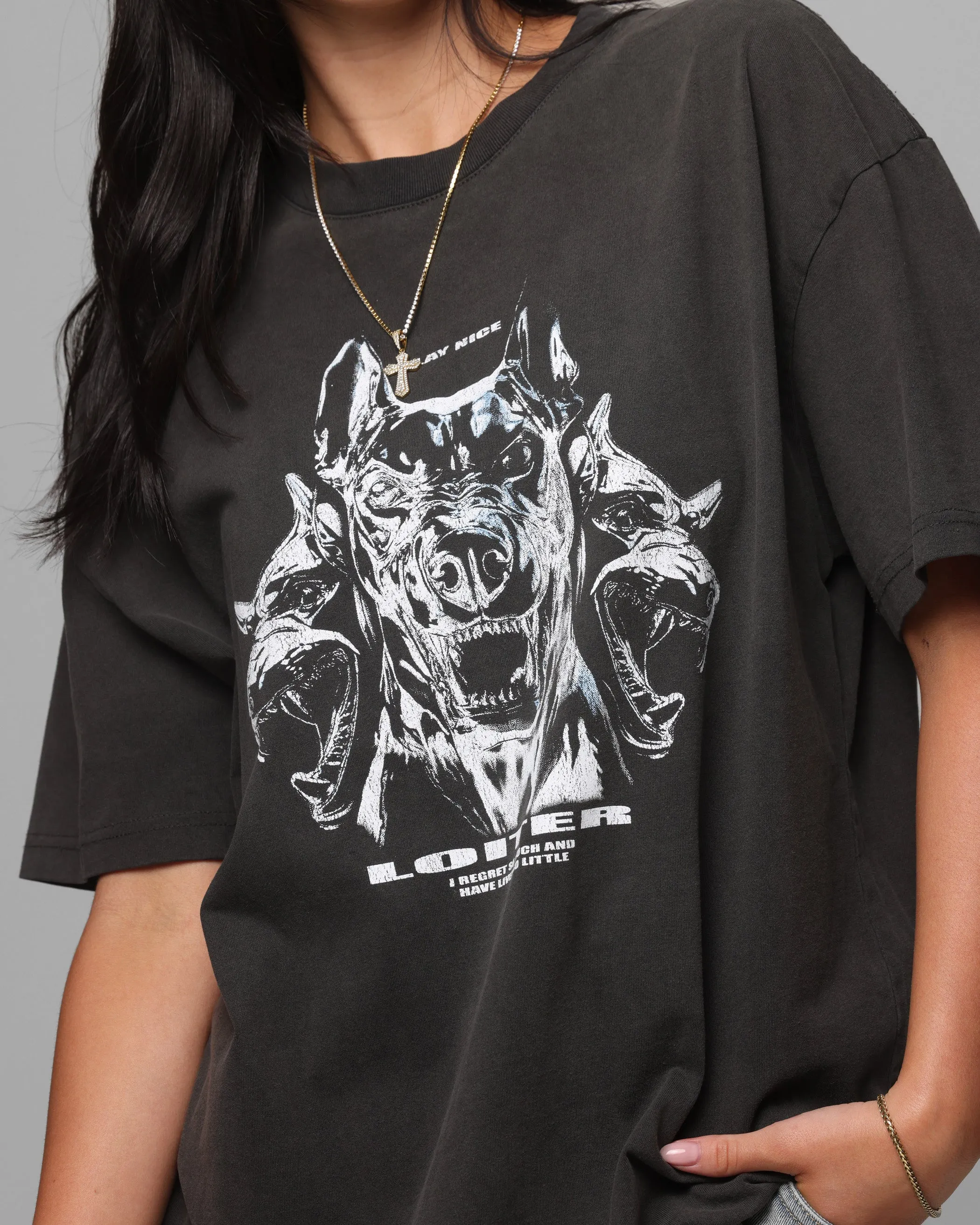 Loiter Chrome Dogs Vintage T-Shirt Black Wash
