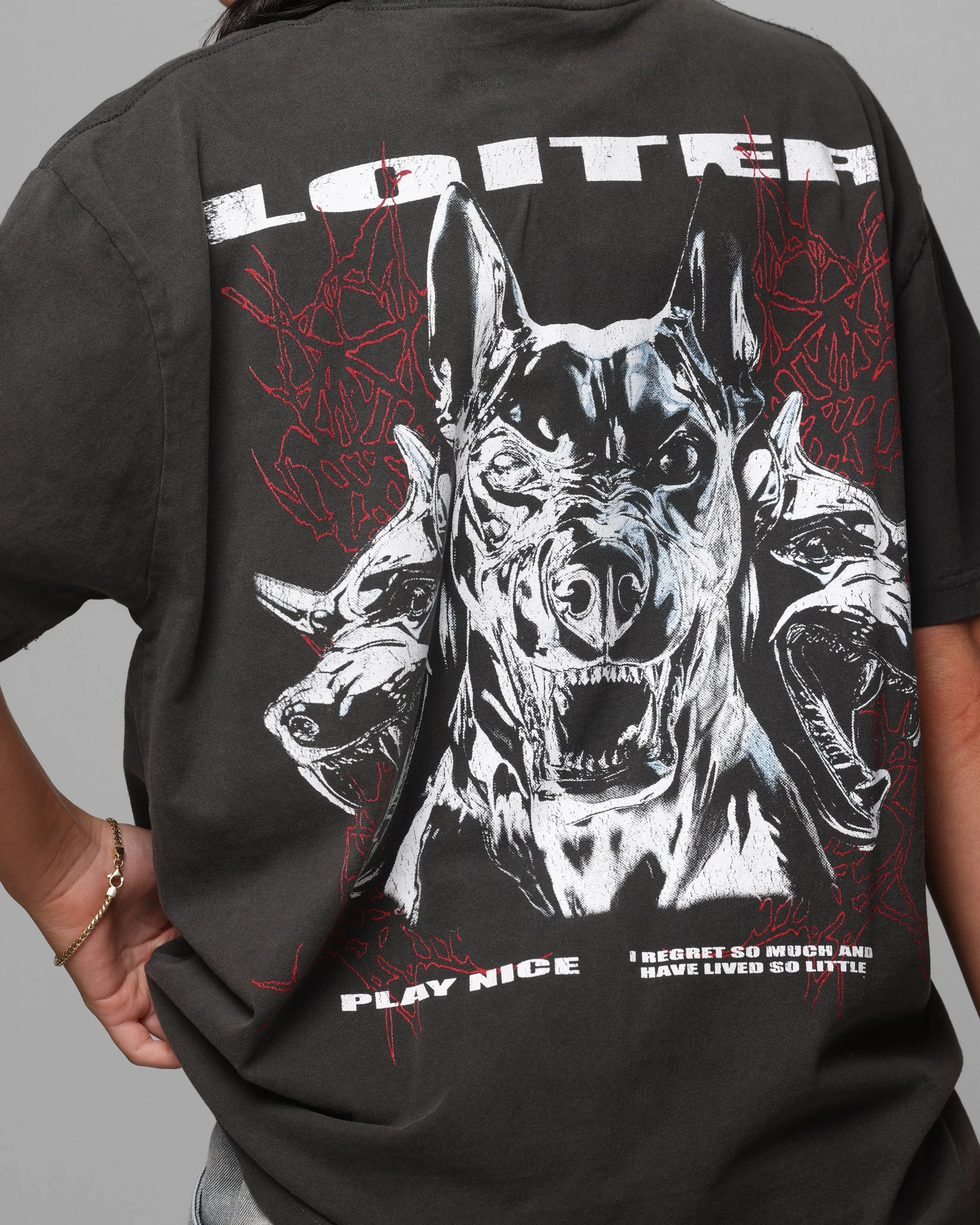 Loiter Chrome Dogs Vintage T-Shirt Black Wash