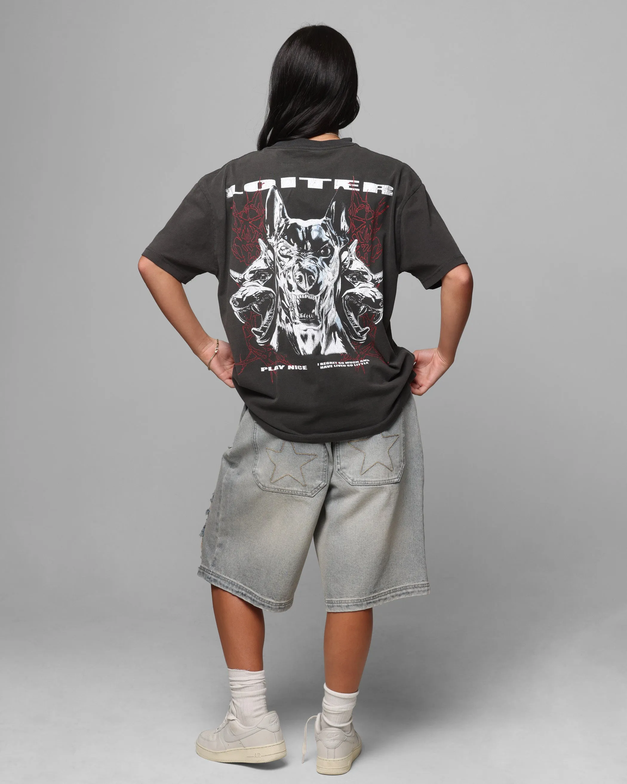 Loiter Chrome Dogs Vintage T-Shirt Black Wash