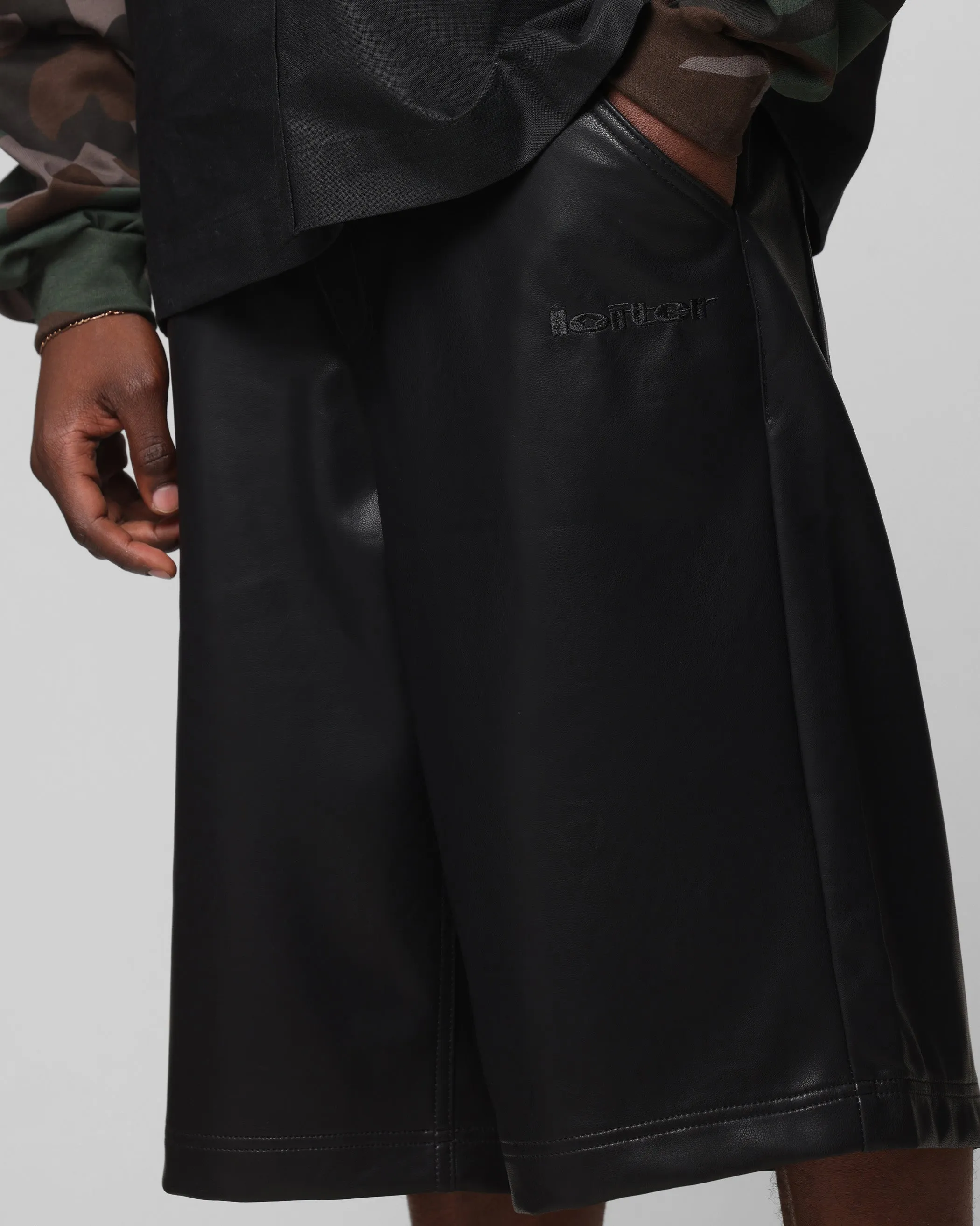 Loiter Collateral PU Leather Jorts Black