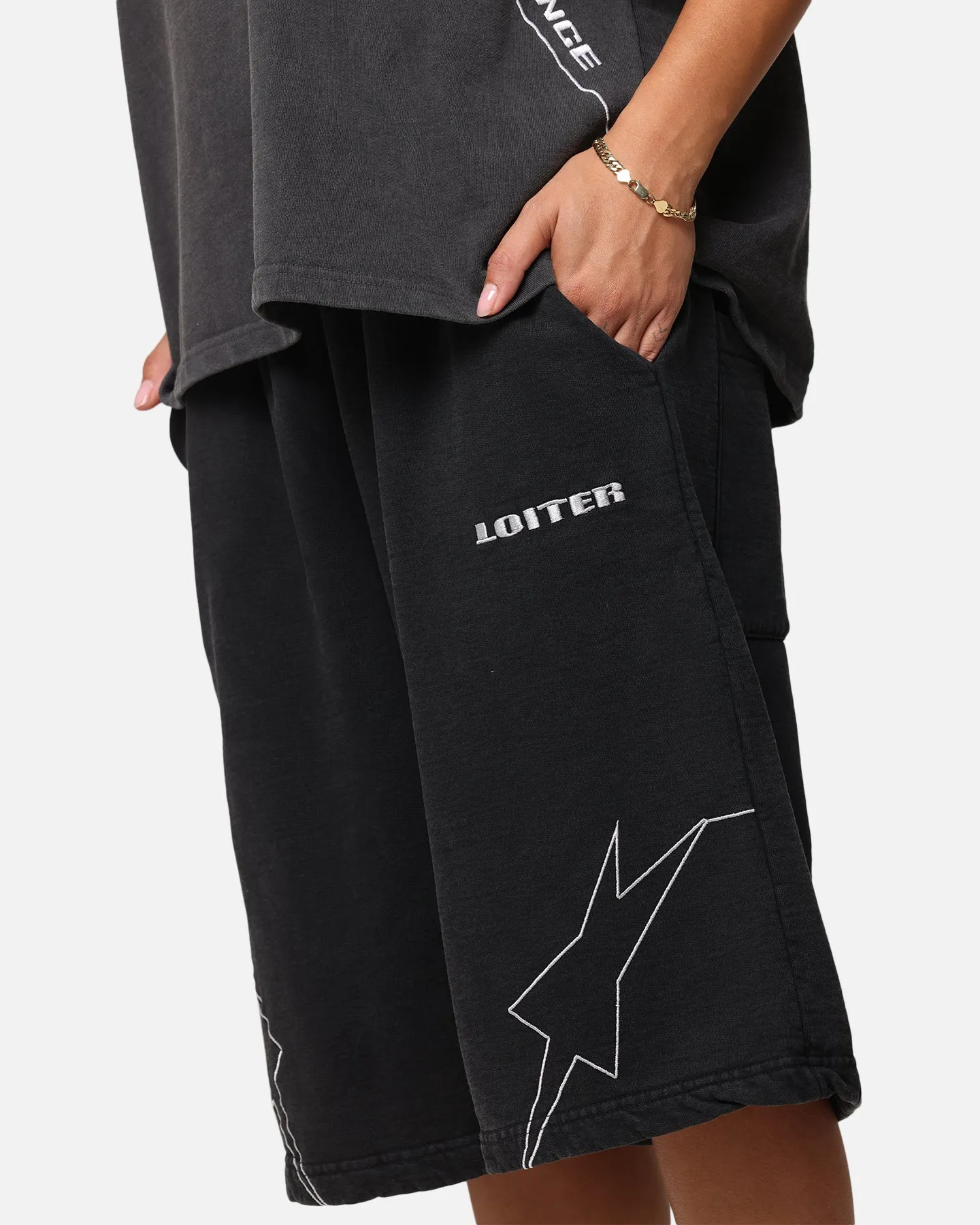 Loiter Dark Performance Fleece Shorts Washed Charcoal