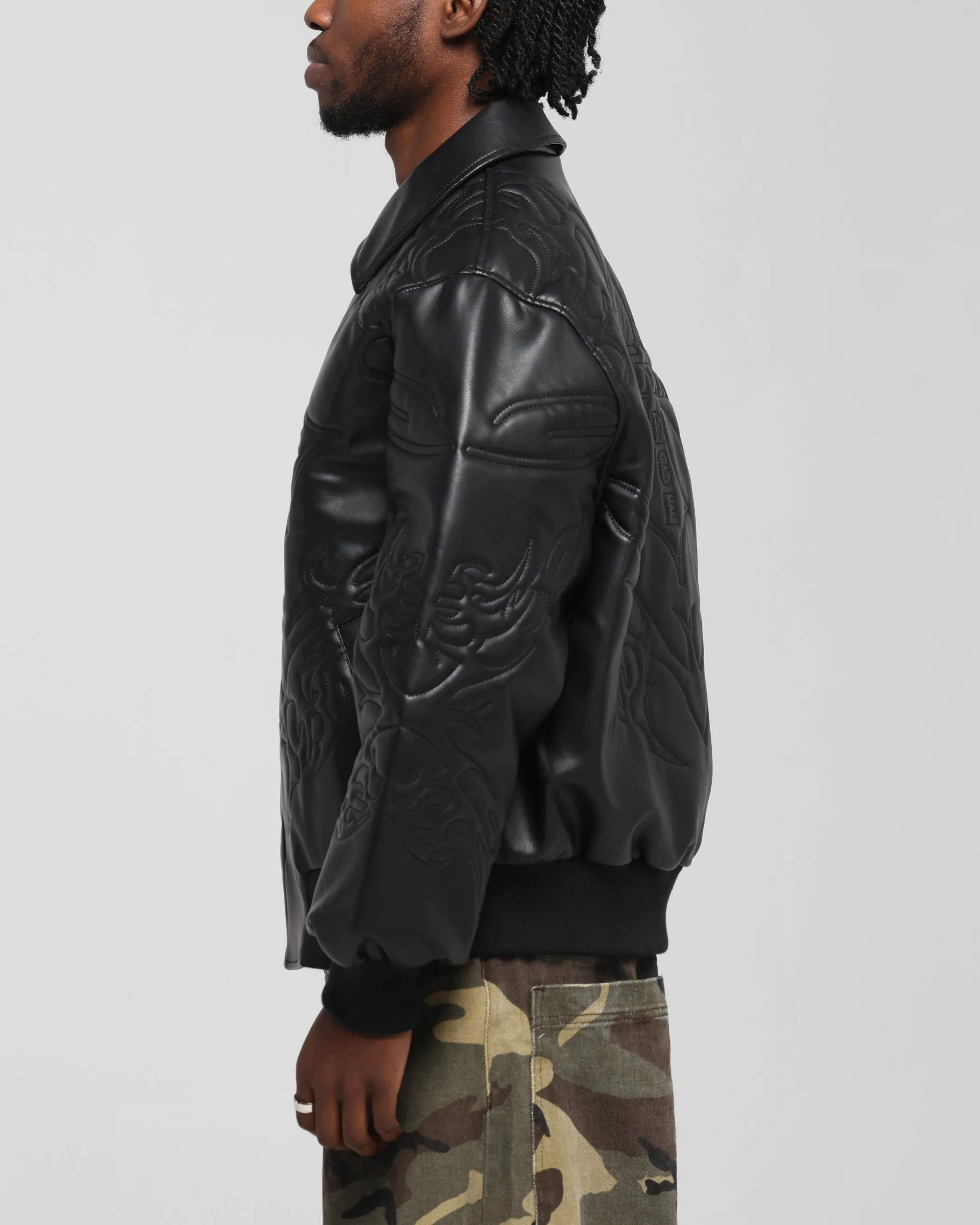 Loiter Fury Vegan Leather Jacket Washed Black