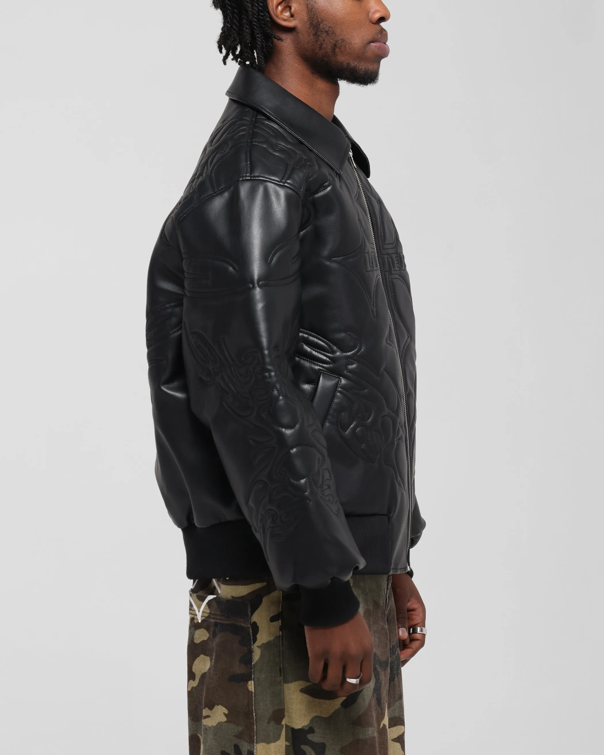 Loiter Fury Vegan Leather Jacket Washed Black