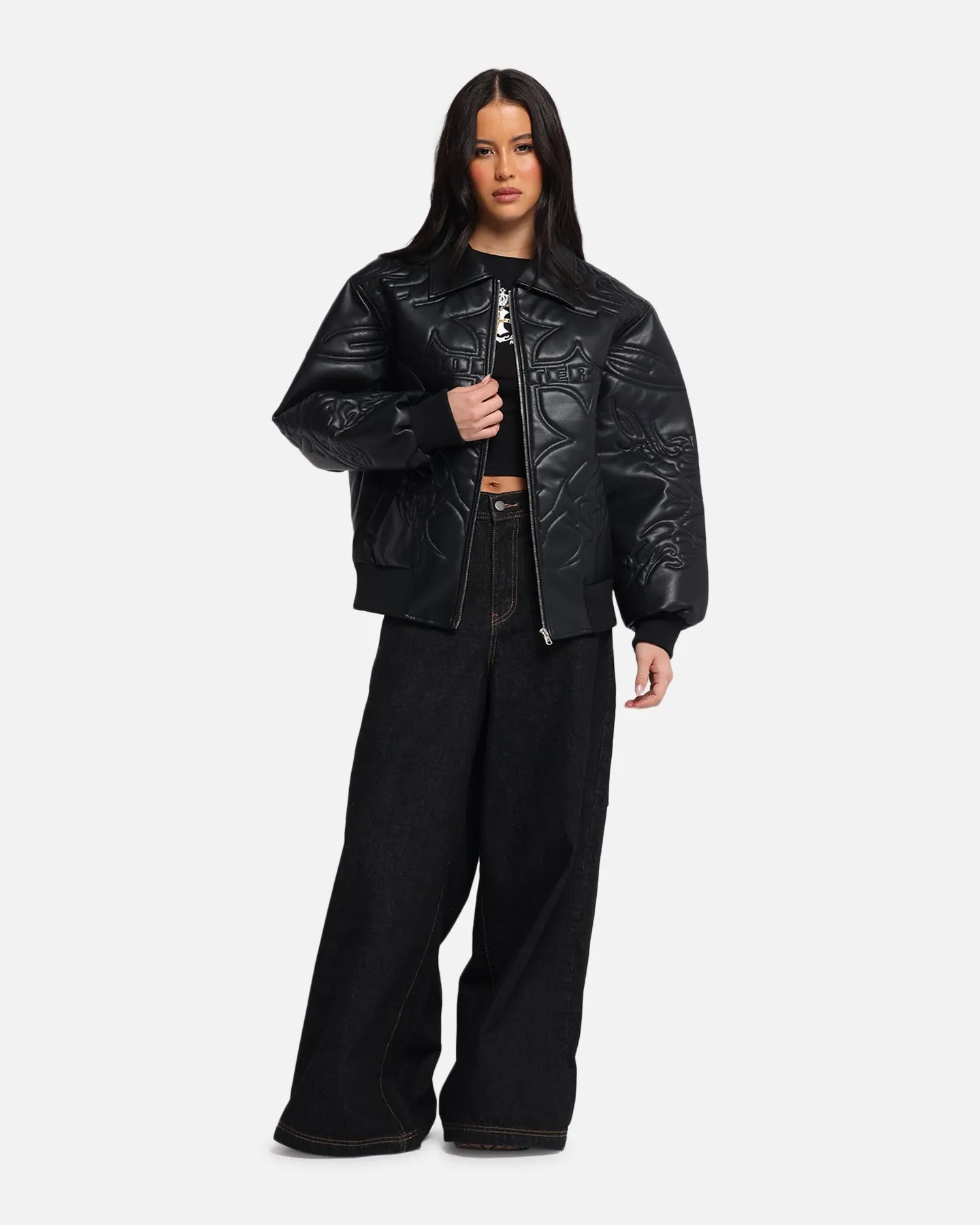 Loiter Fury Vegan Leather Jacket Washed Black