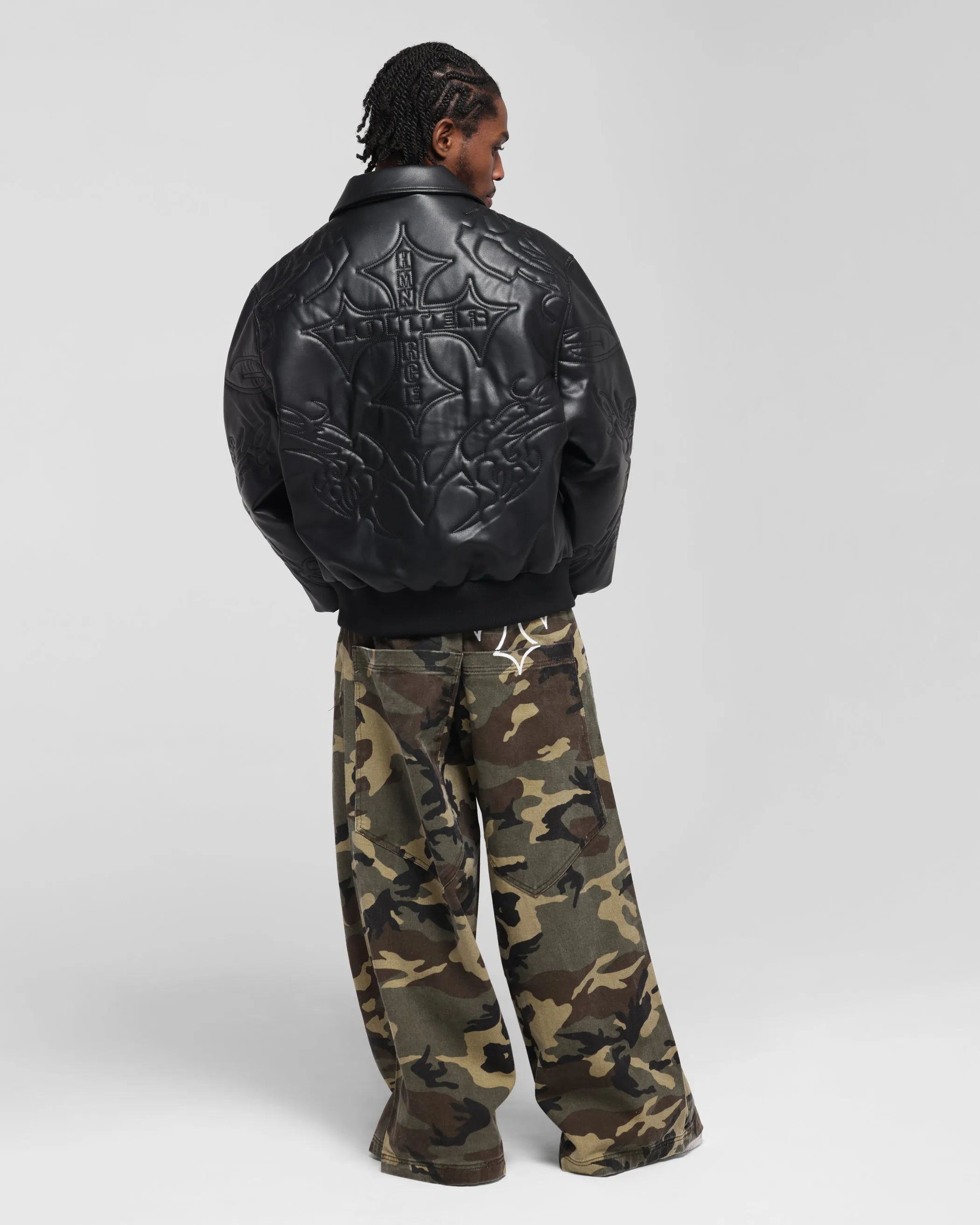 Loiter Fury Vegan Leather Jacket Washed Black