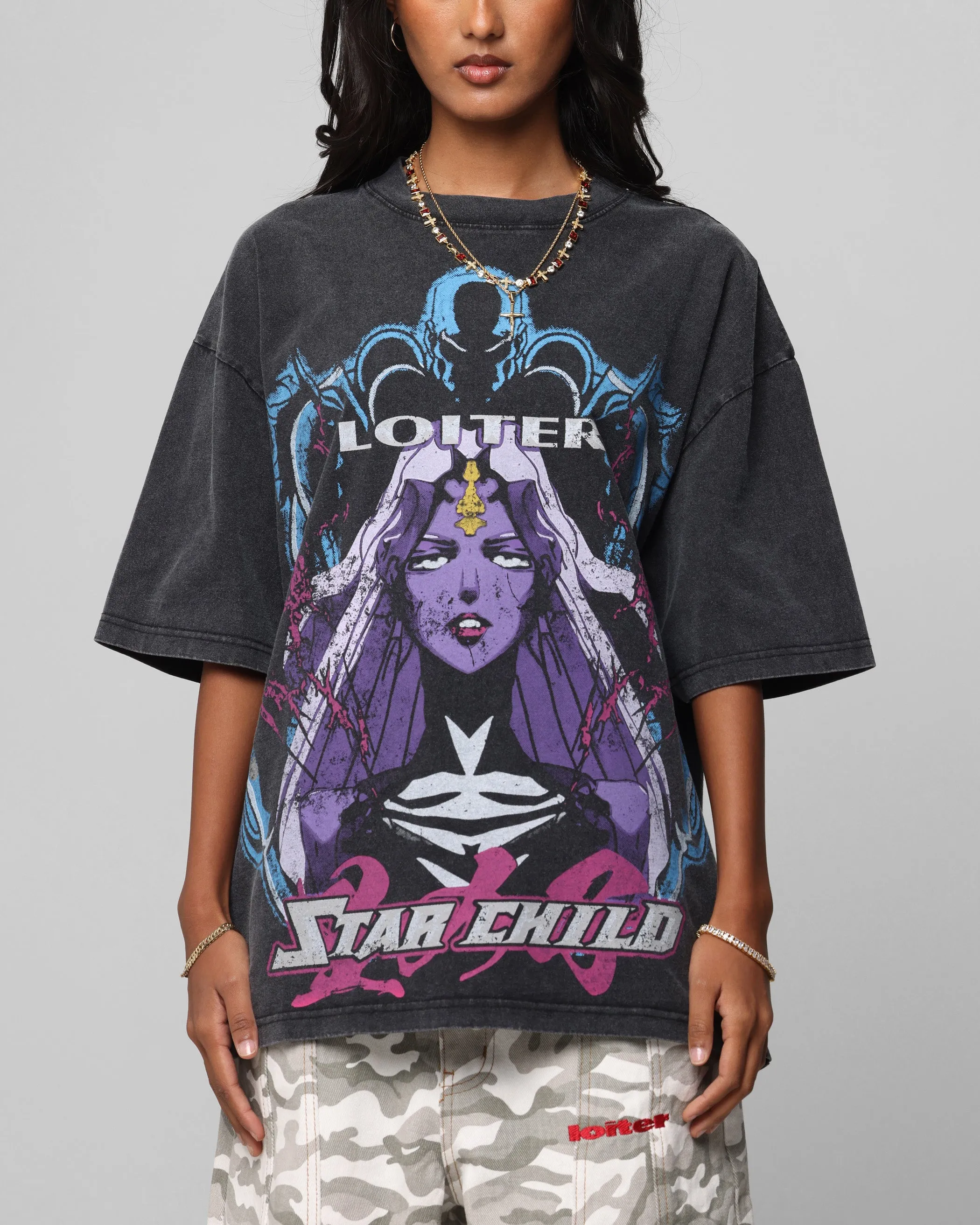Loiter Midnight Widow Vintage T-Shirt Washed Black