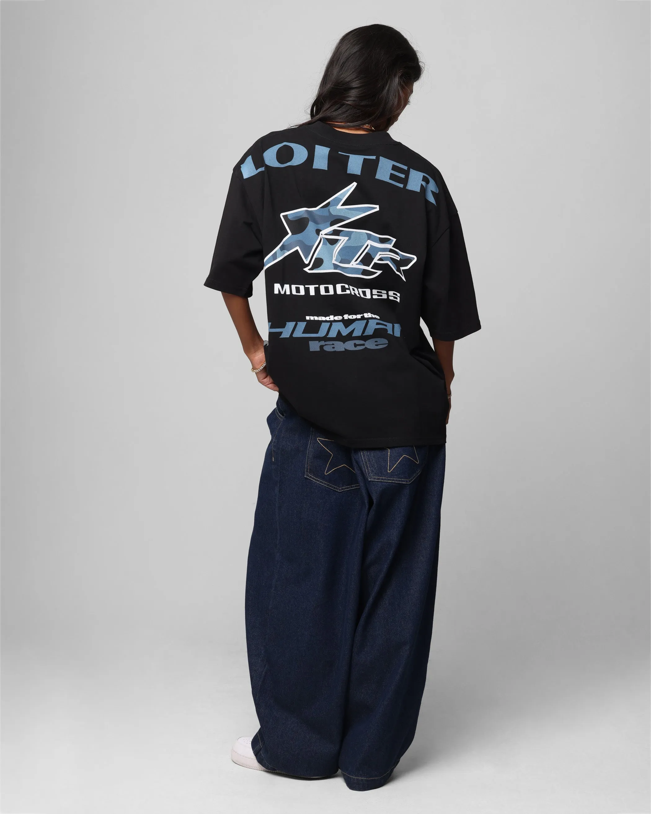 Loiter Motocross Vintage T-Shirt Black/Navy Blue