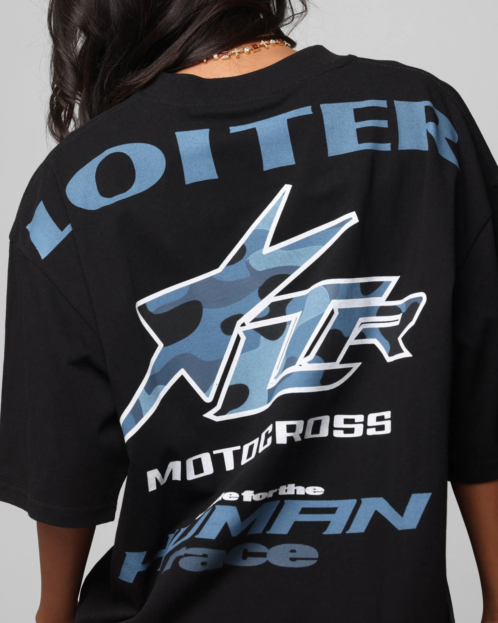 Loiter Motocross Vintage T-Shirt Black/Navy Blue