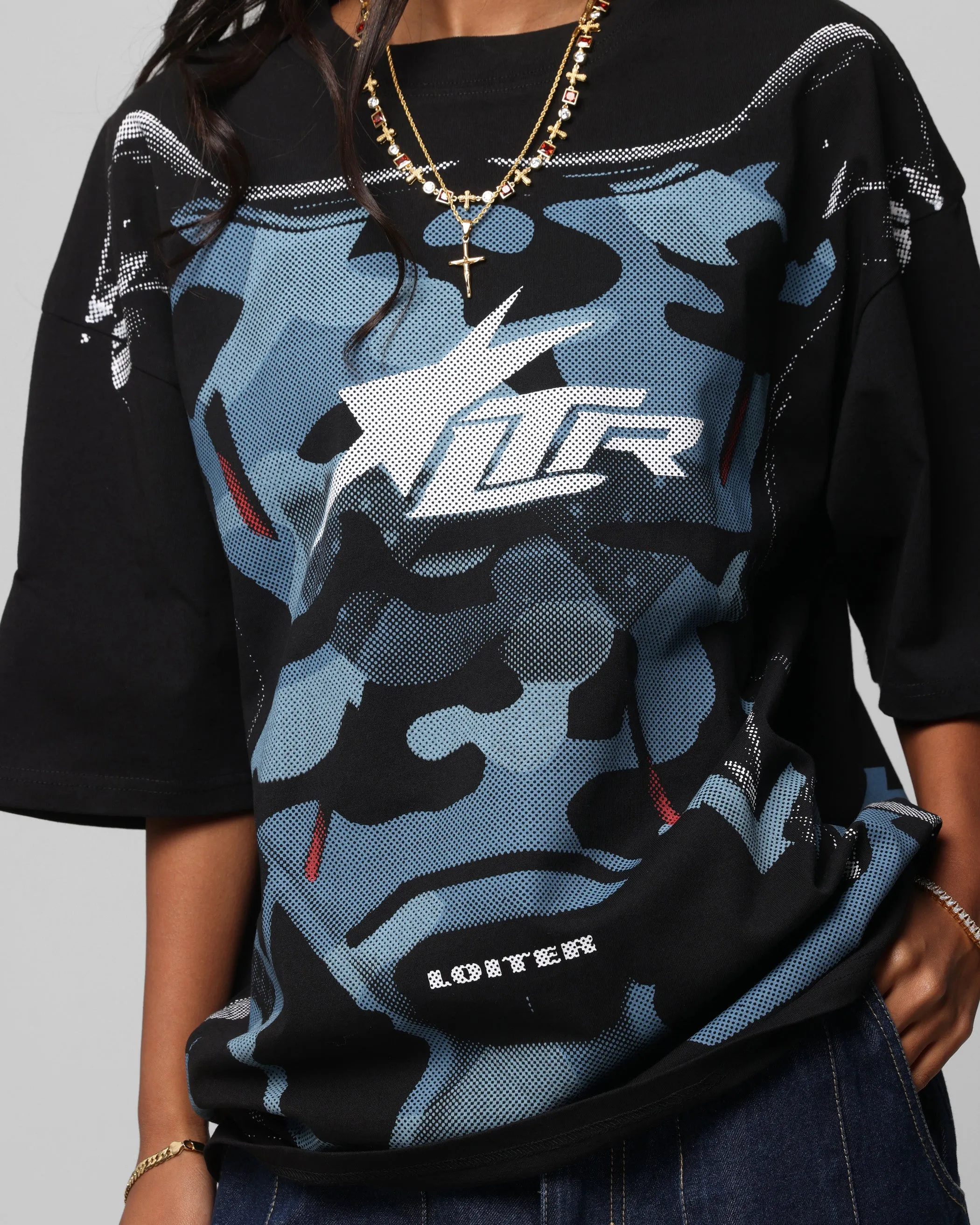 Loiter Motocross Vintage T-Shirt Black/Navy Blue