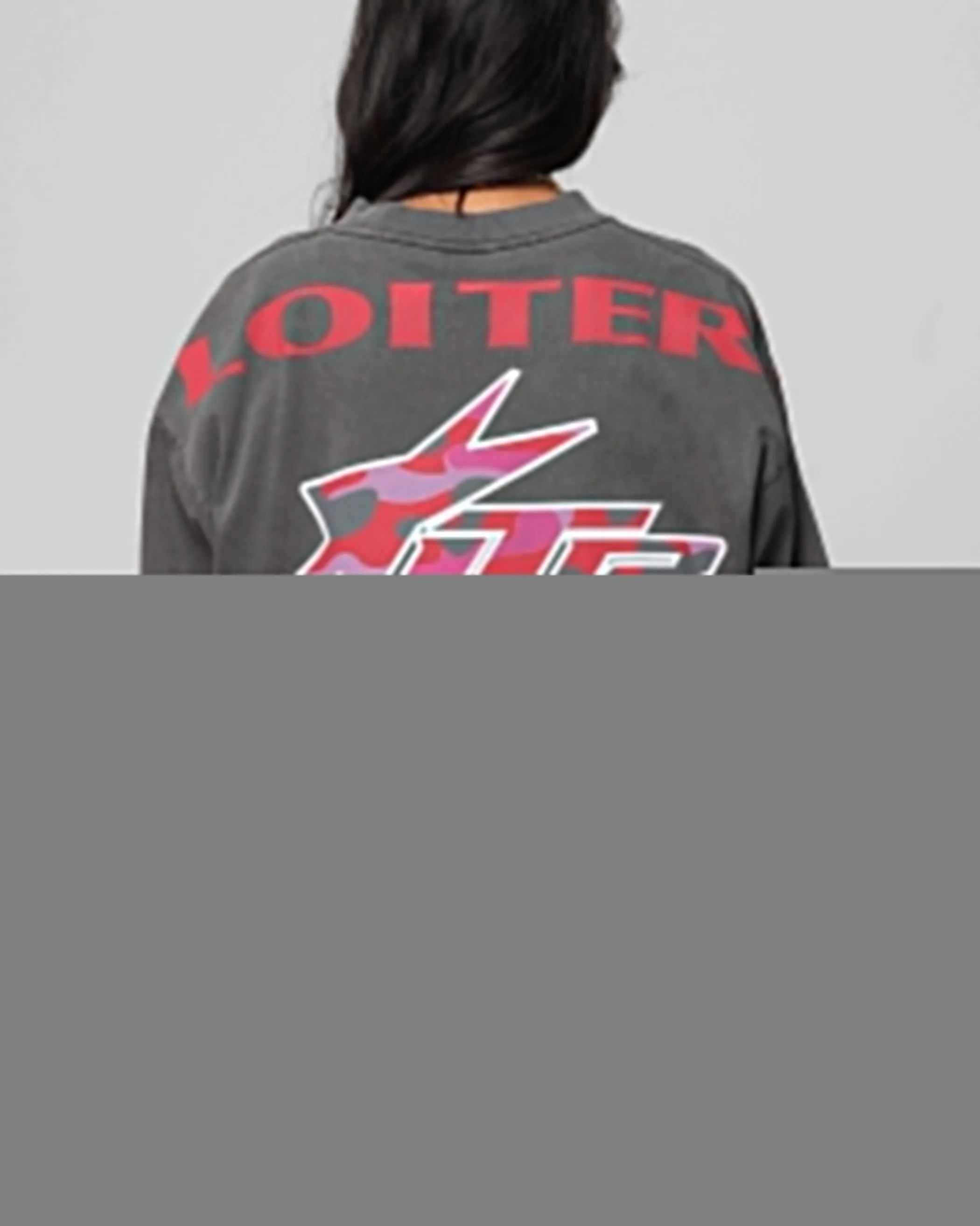 Loiter Motocross Vintage T-Shirt Charcoal/Red