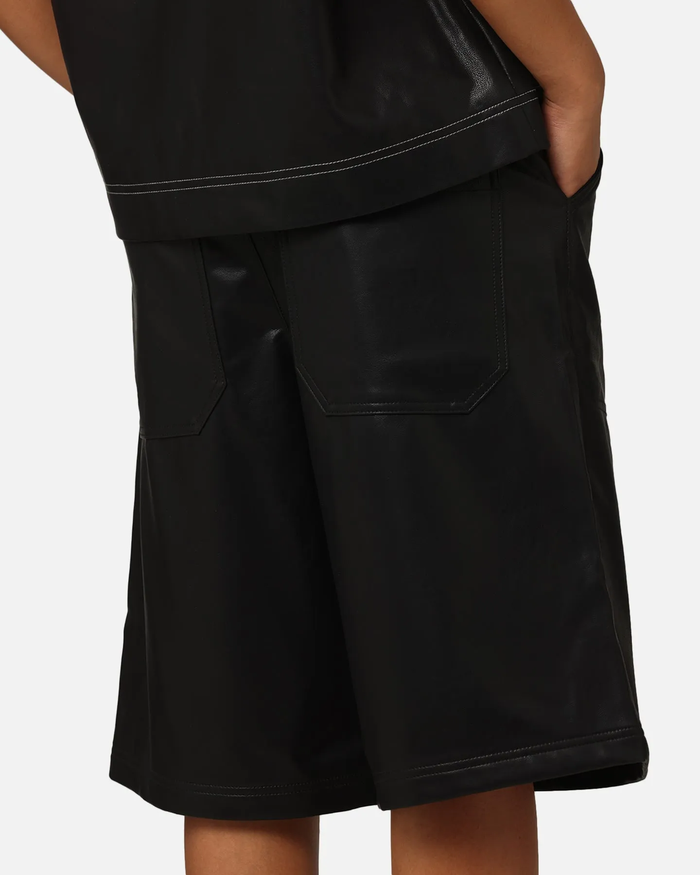 Loiter Motor PU Leather Shorts Black