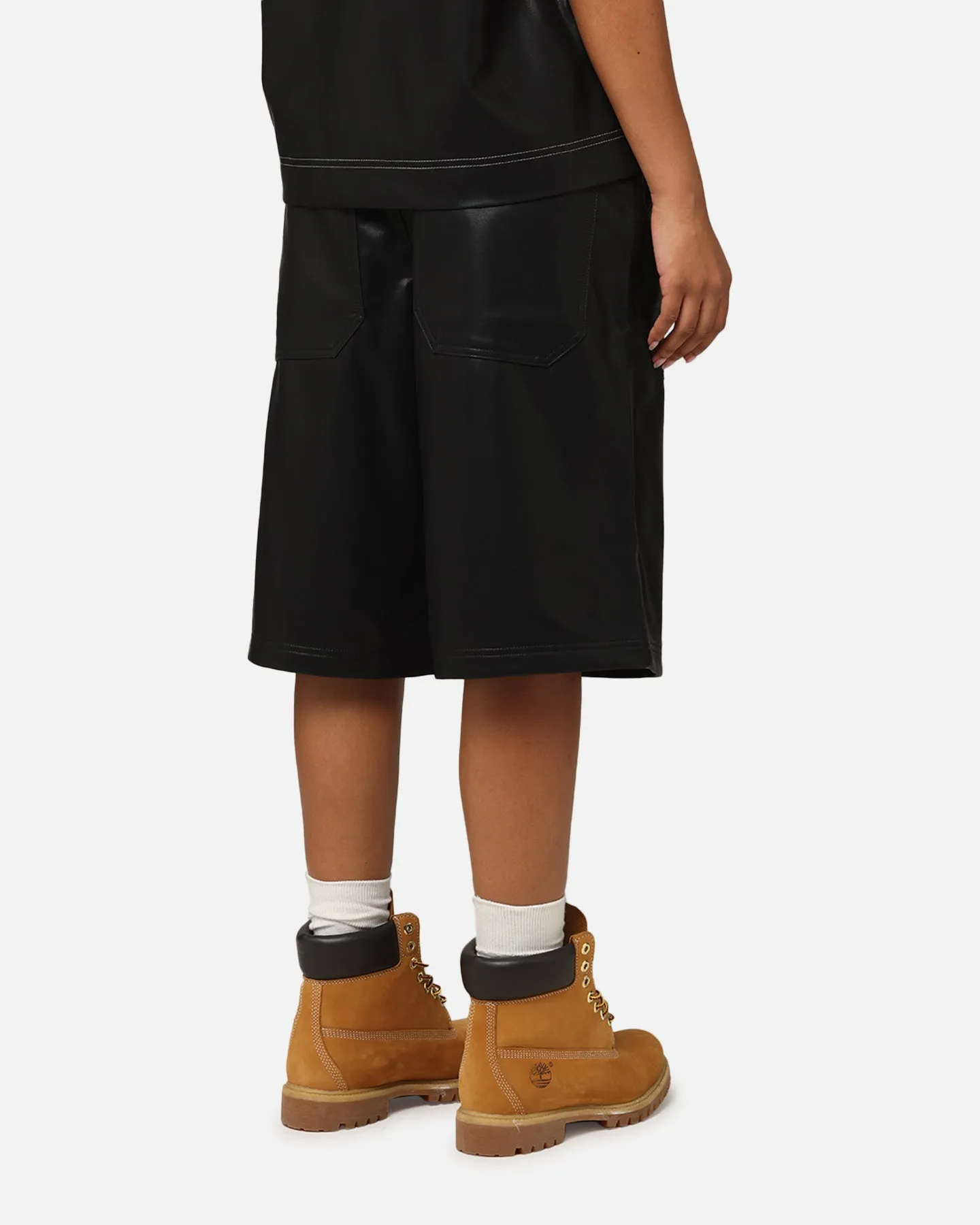 Loiter Motor PU Leather Shorts Black