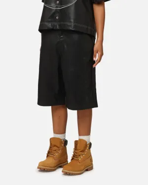 Loiter Motor PU Leather Shorts Black