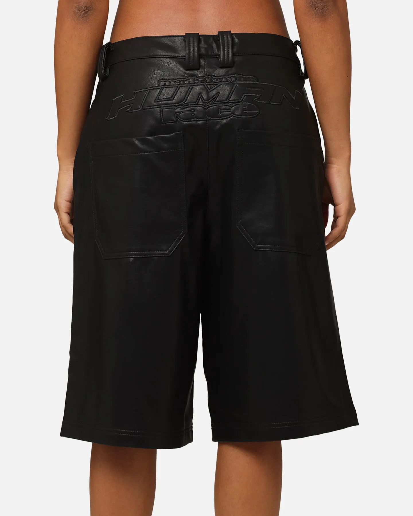Loiter Motor PU Leather Shorts Black
