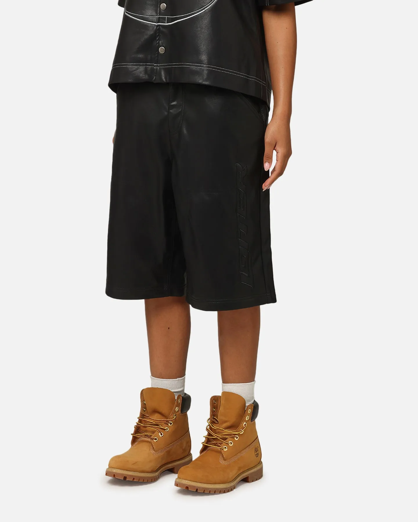Loiter Motor PU Leather Shorts Black