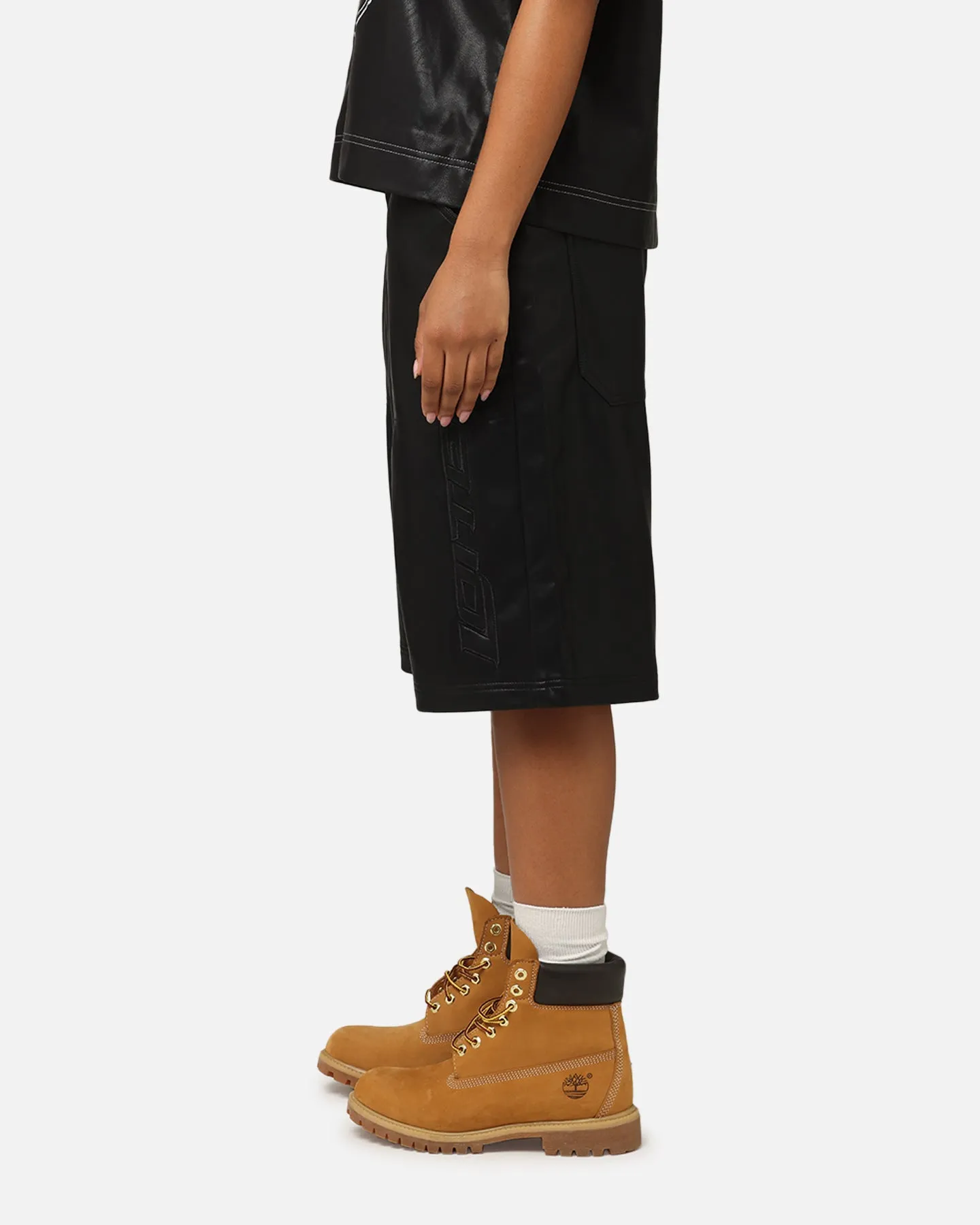Loiter Motor PU Leather Shorts Black
