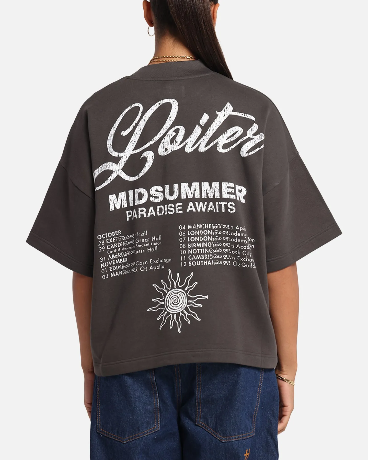 Loiter Palm Spring Box T-Shirt Charcoal