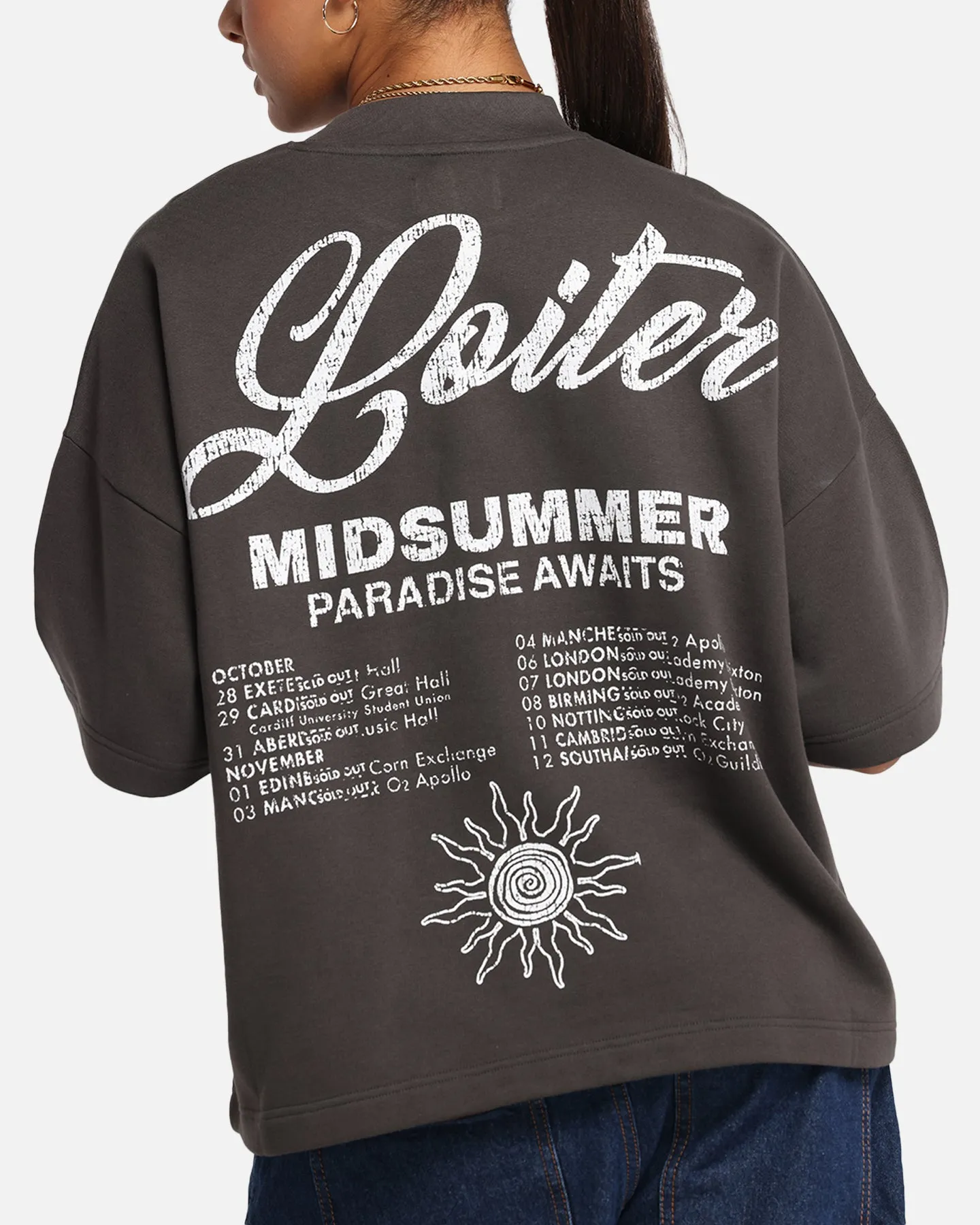 Loiter Palm Spring Box T-Shirt Charcoal
