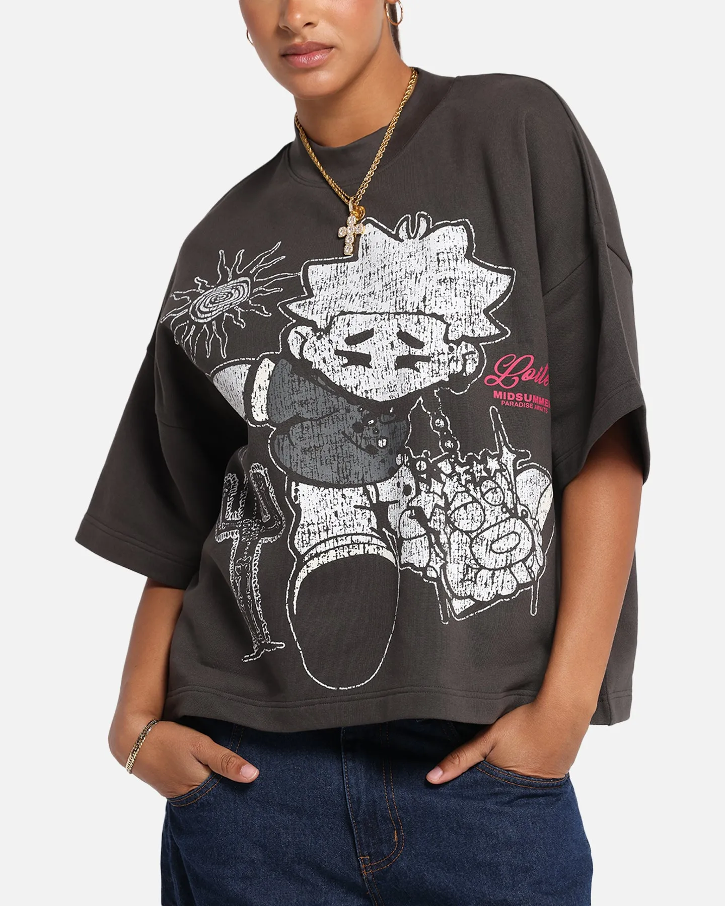 Loiter Palm Spring Box T-Shirt Charcoal