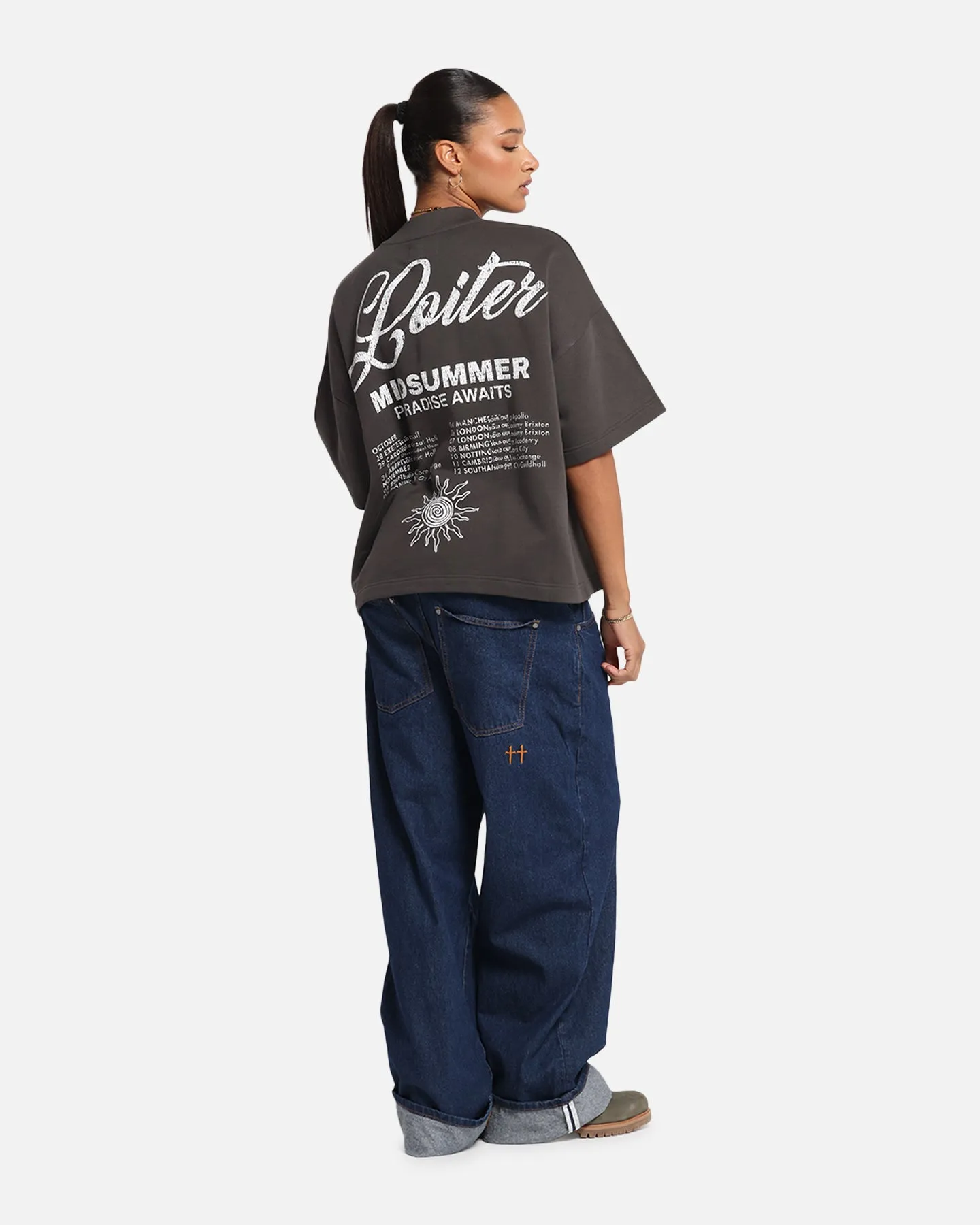 Loiter Palm Spring Box T-Shirt Charcoal