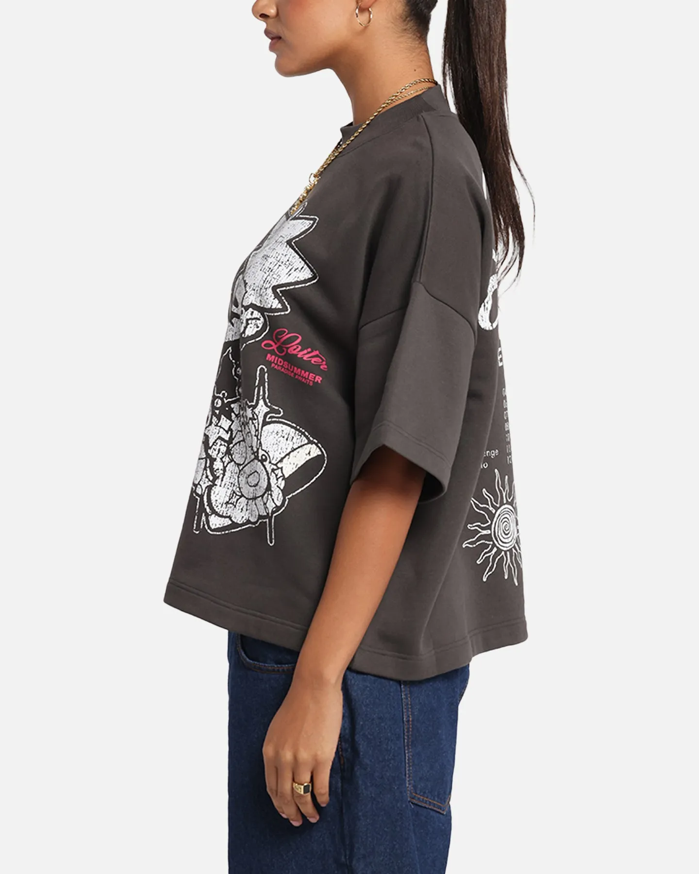 Loiter Palm Spring Box T-Shirt Charcoal
