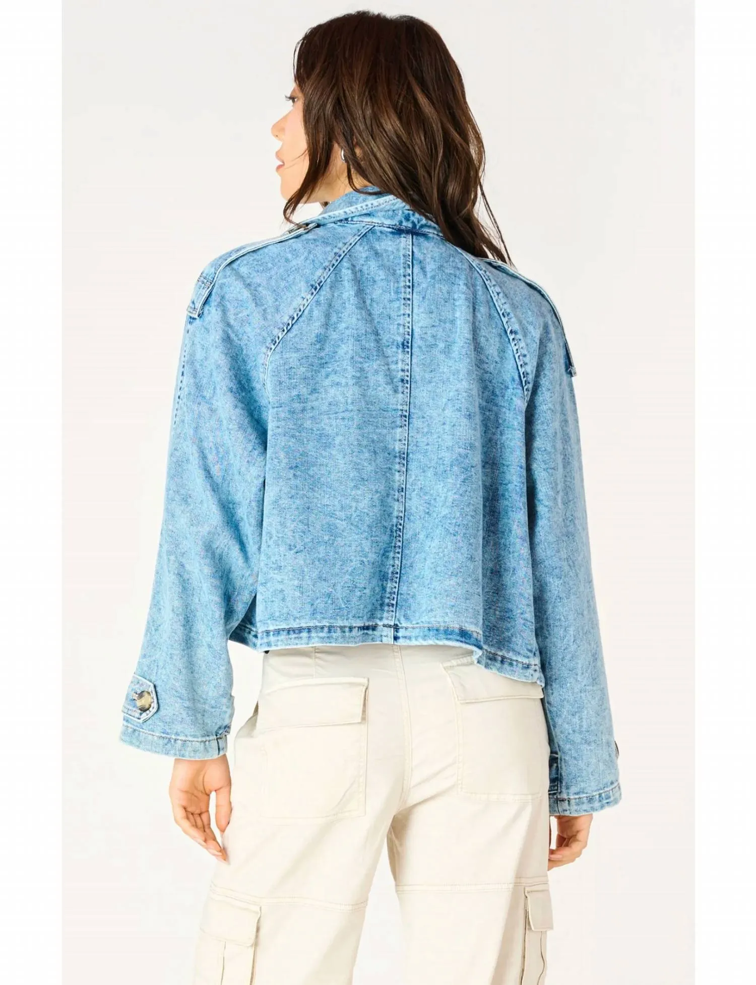 Loose Denim Jacket In Washed Light Blue